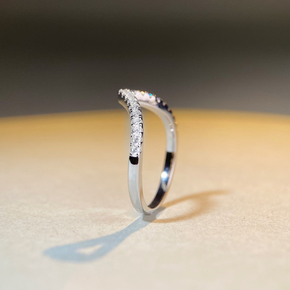 S925 Sterling Silver Platinum-plated Band Ring