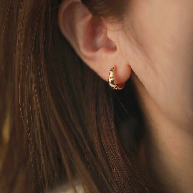 S925 Sterling Silver Plated With 18K Gold Starry Sky Ear Clips
