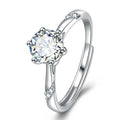 S925 Sterling Silver Diamond-studded Ring 1 Karat Women's Simple