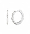 925 Sterling Silver 15 Mm Half Eternity Zircon Hoop Earrings