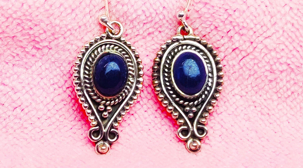 Sterling Silver Lapis Lazuli Stone Earrings