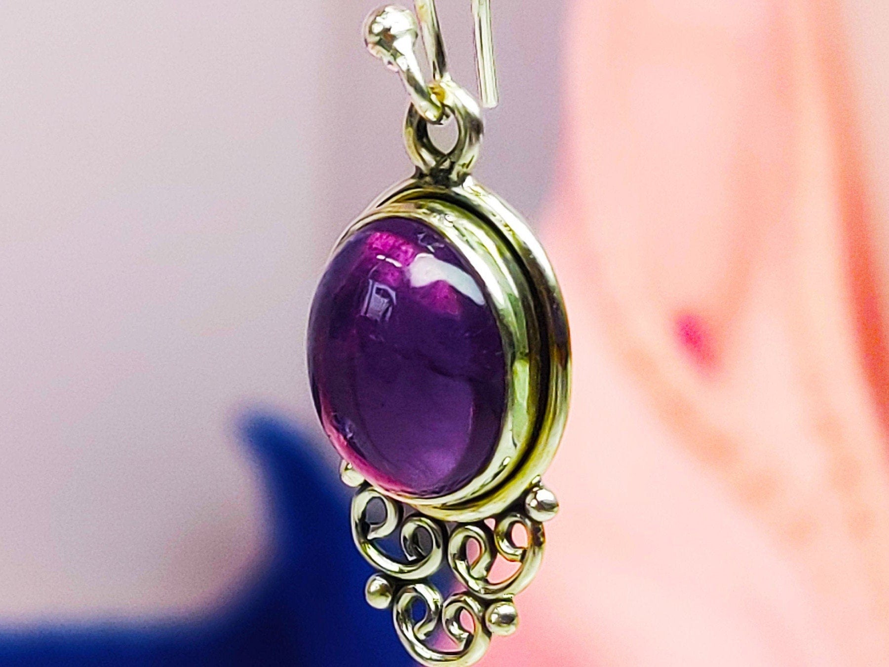 Sterling Silver Natural Amethyst Stone Earrings