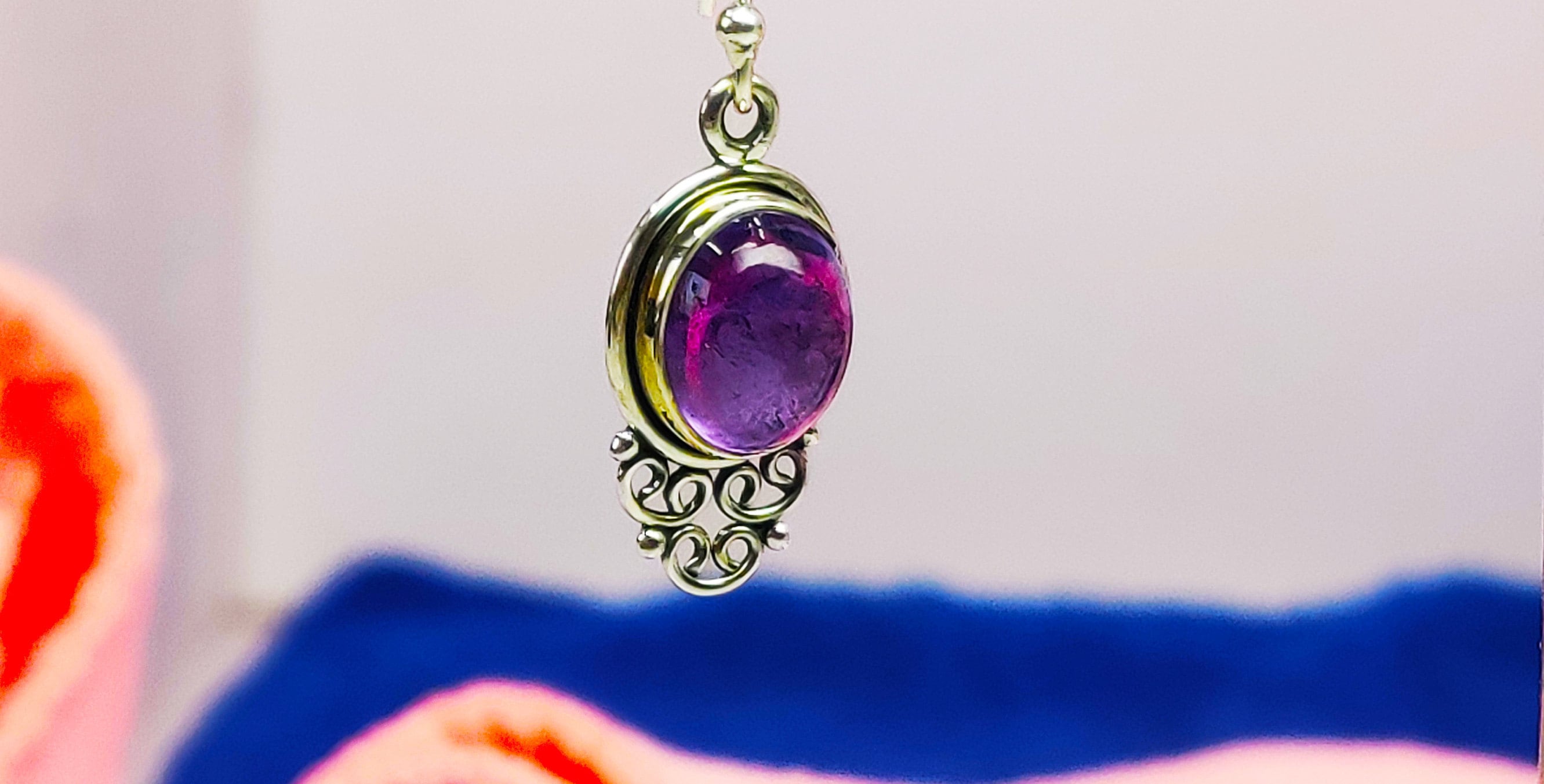 Sterling Silver Natural Amethyst Stone Earrings