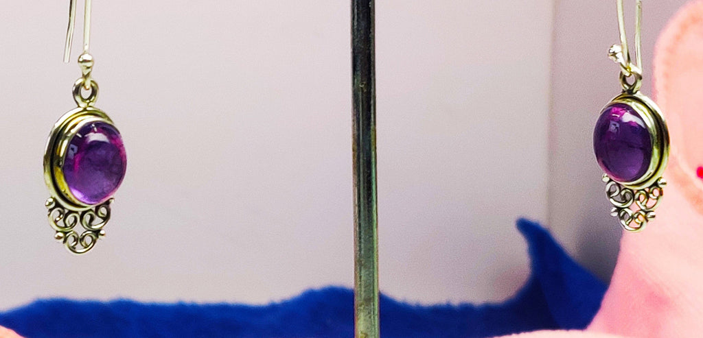 Sterling Silver Natural Amethyst Stone Earrings