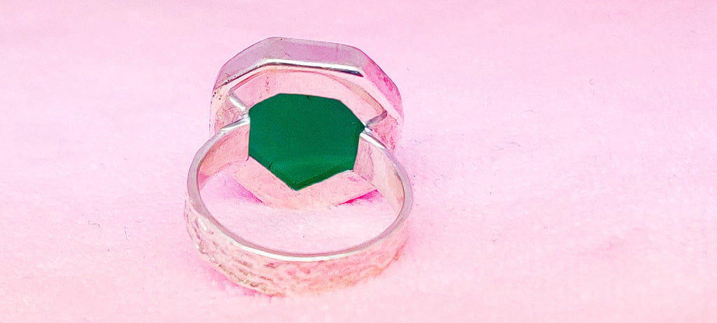 Sterling Silver Green Onyx Stone Ring