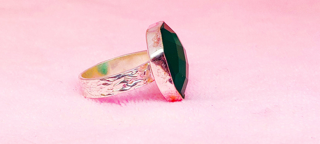 Sterling Silver Green Onyx Stone Ring