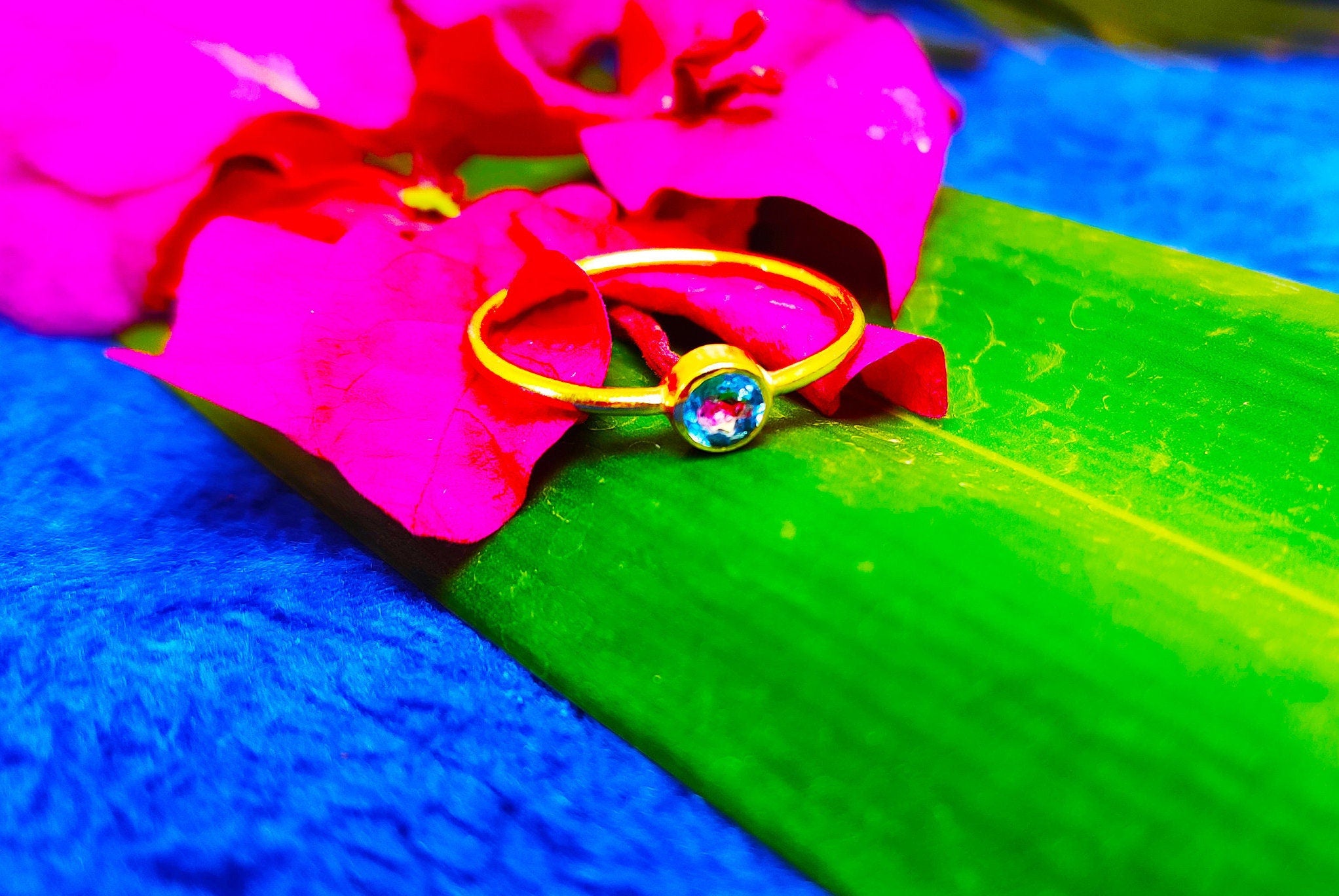 Sterling Silver Blue Topaz Stone Ring