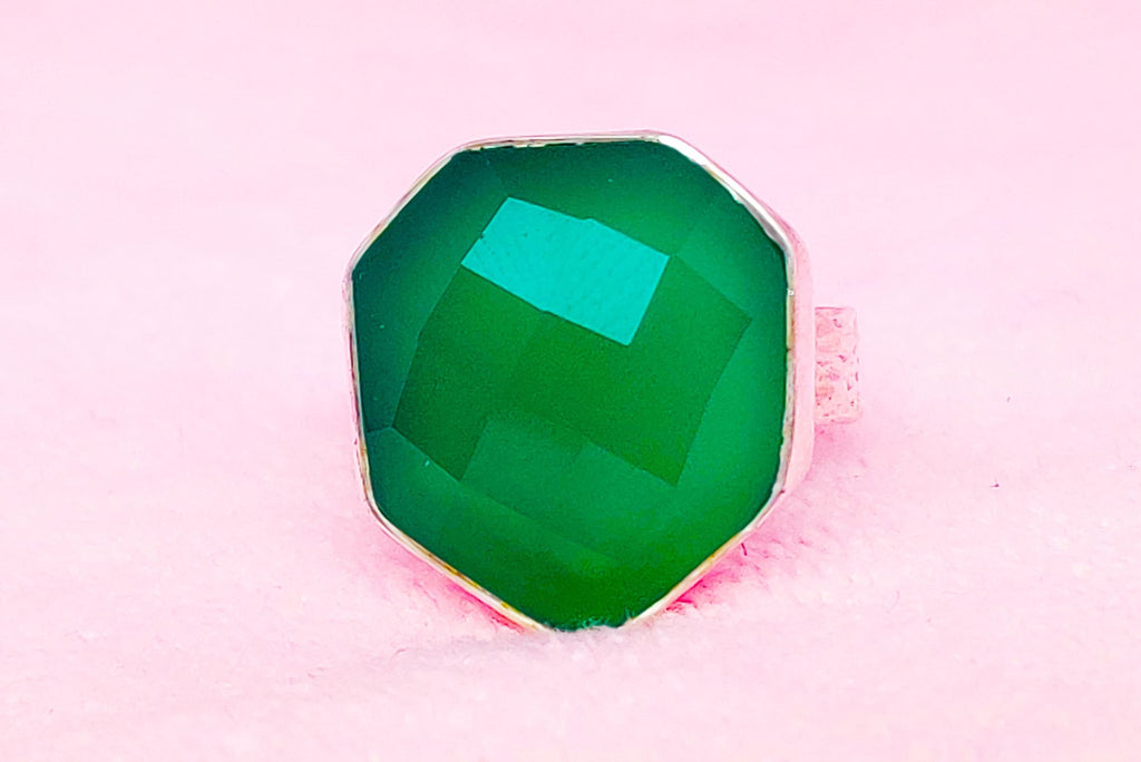 Sterling Silver Green Onyx Stone Ring