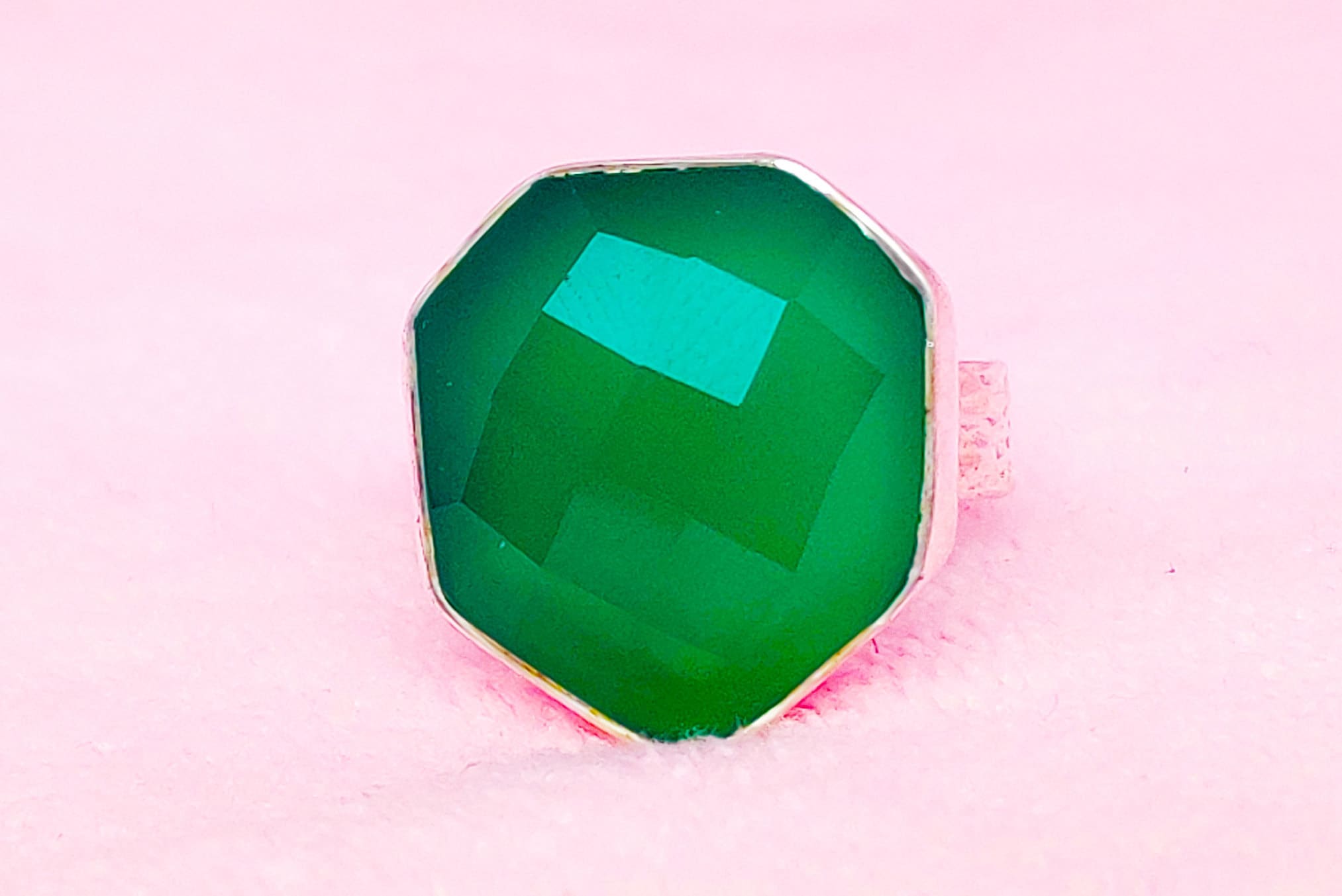 Sterling Silver Green Onyx Stone Ring