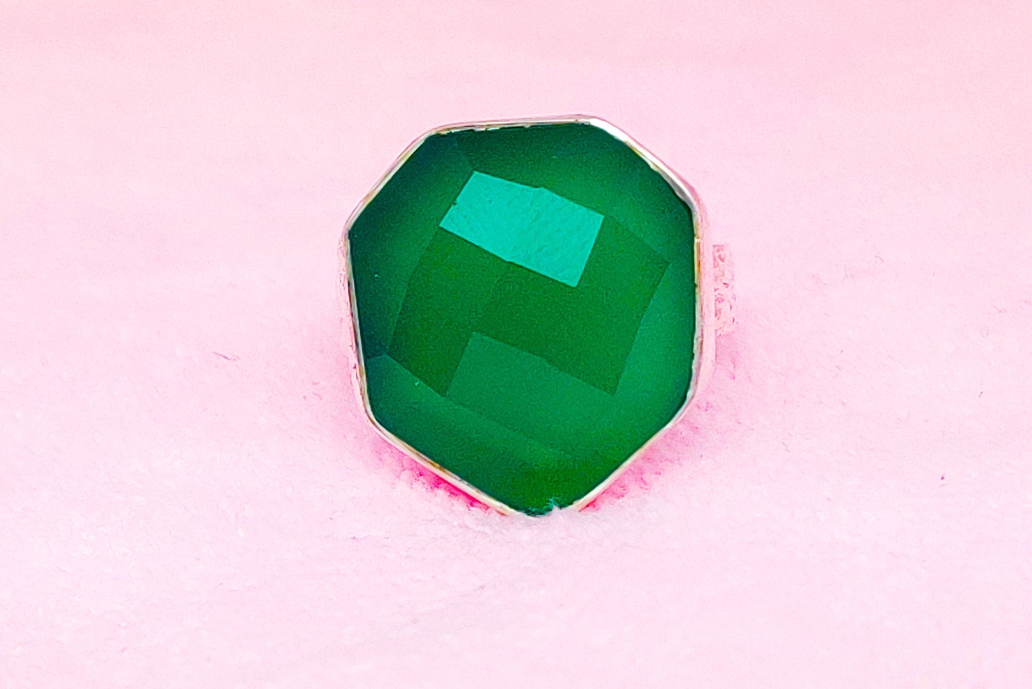 Sterling Silver Green Onyx Stone Ring