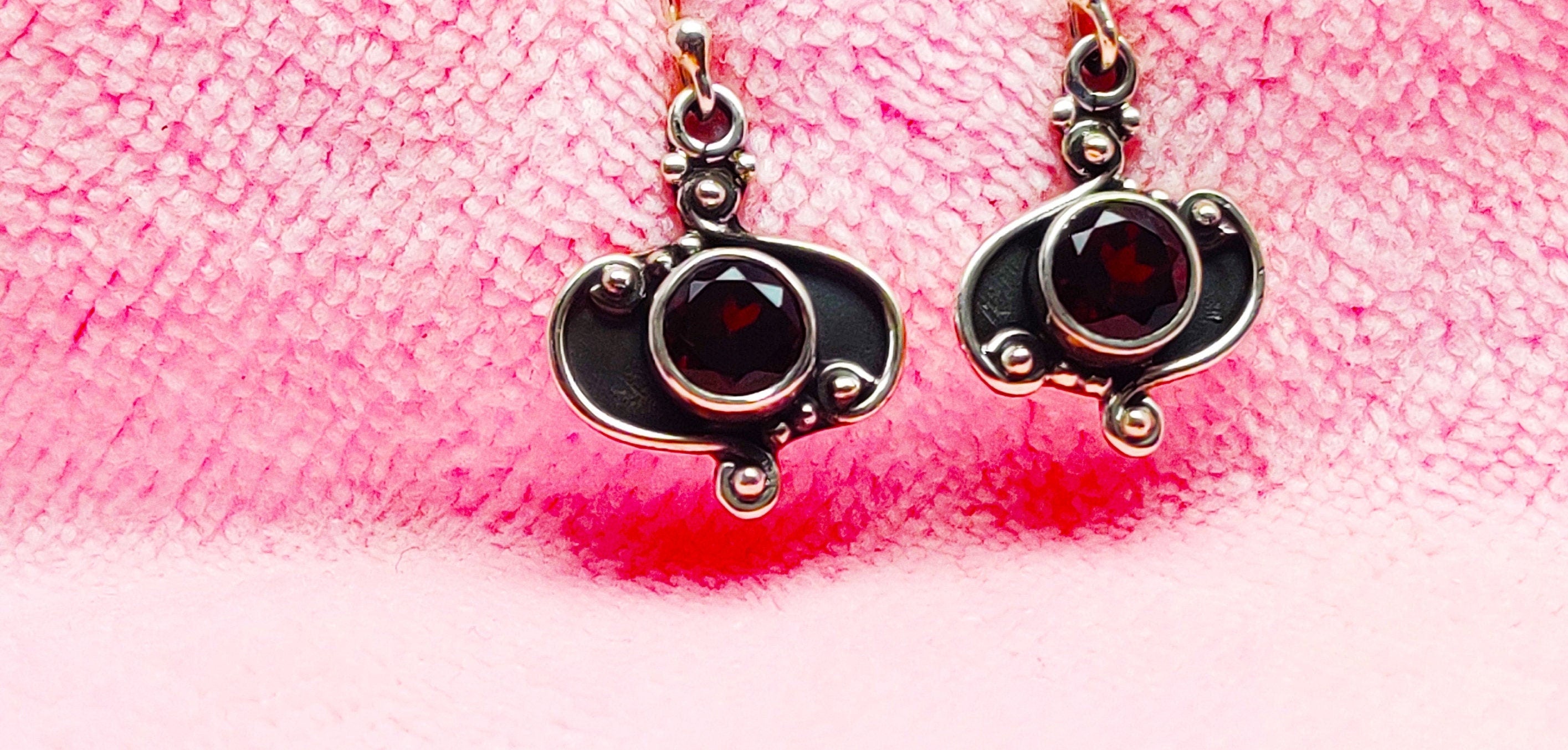 Sterling Silver Garnet Stone Earrings