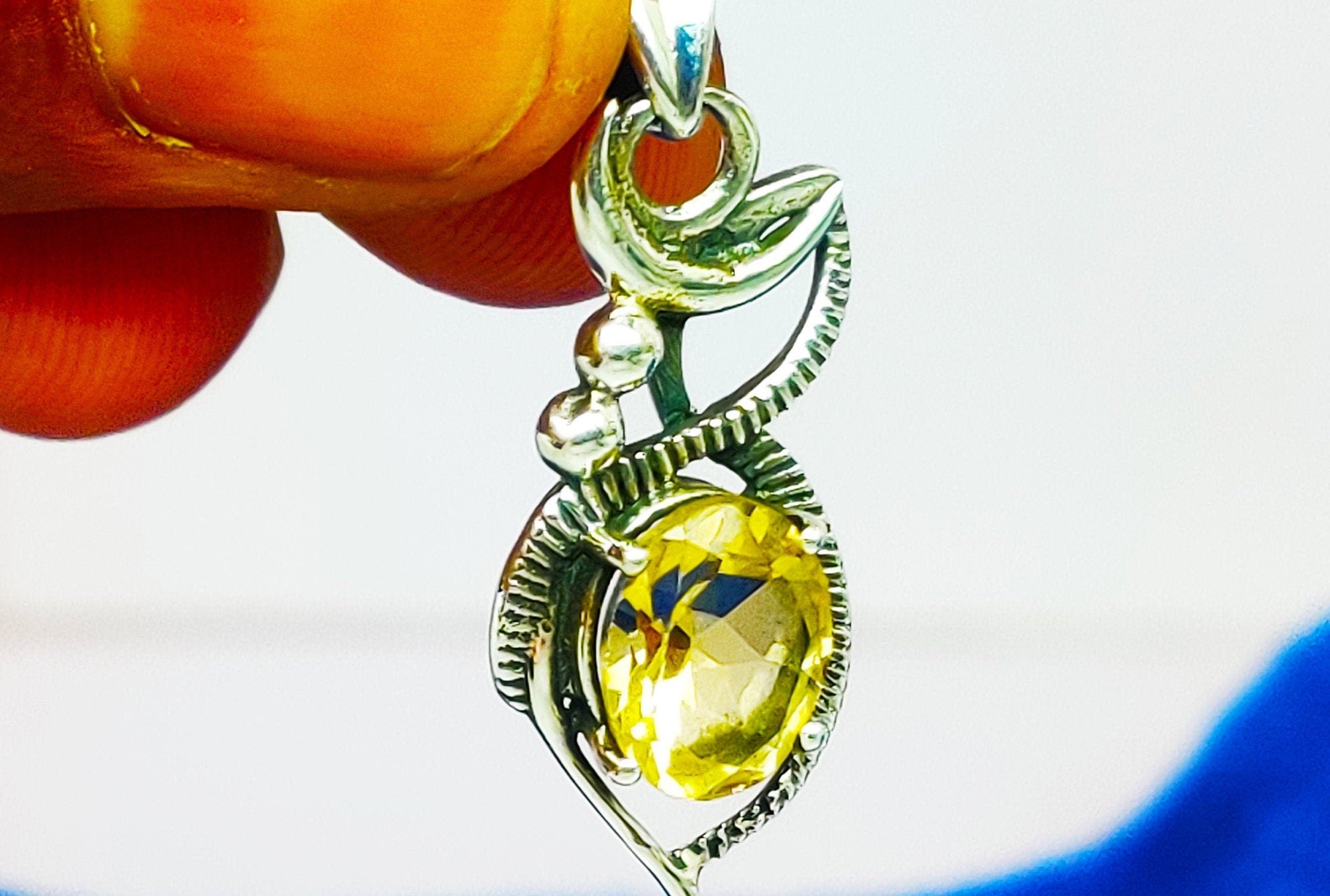 Sterling Silver Citrine Stone Pendant