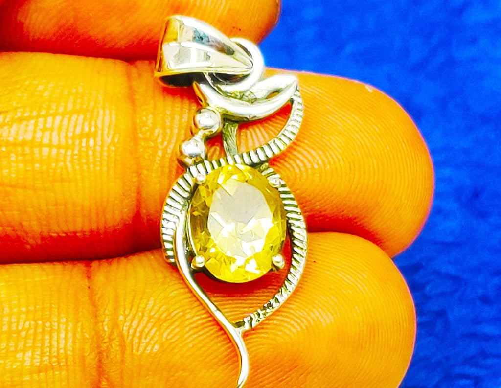 Sterling Silver Citrine Stone Pendant