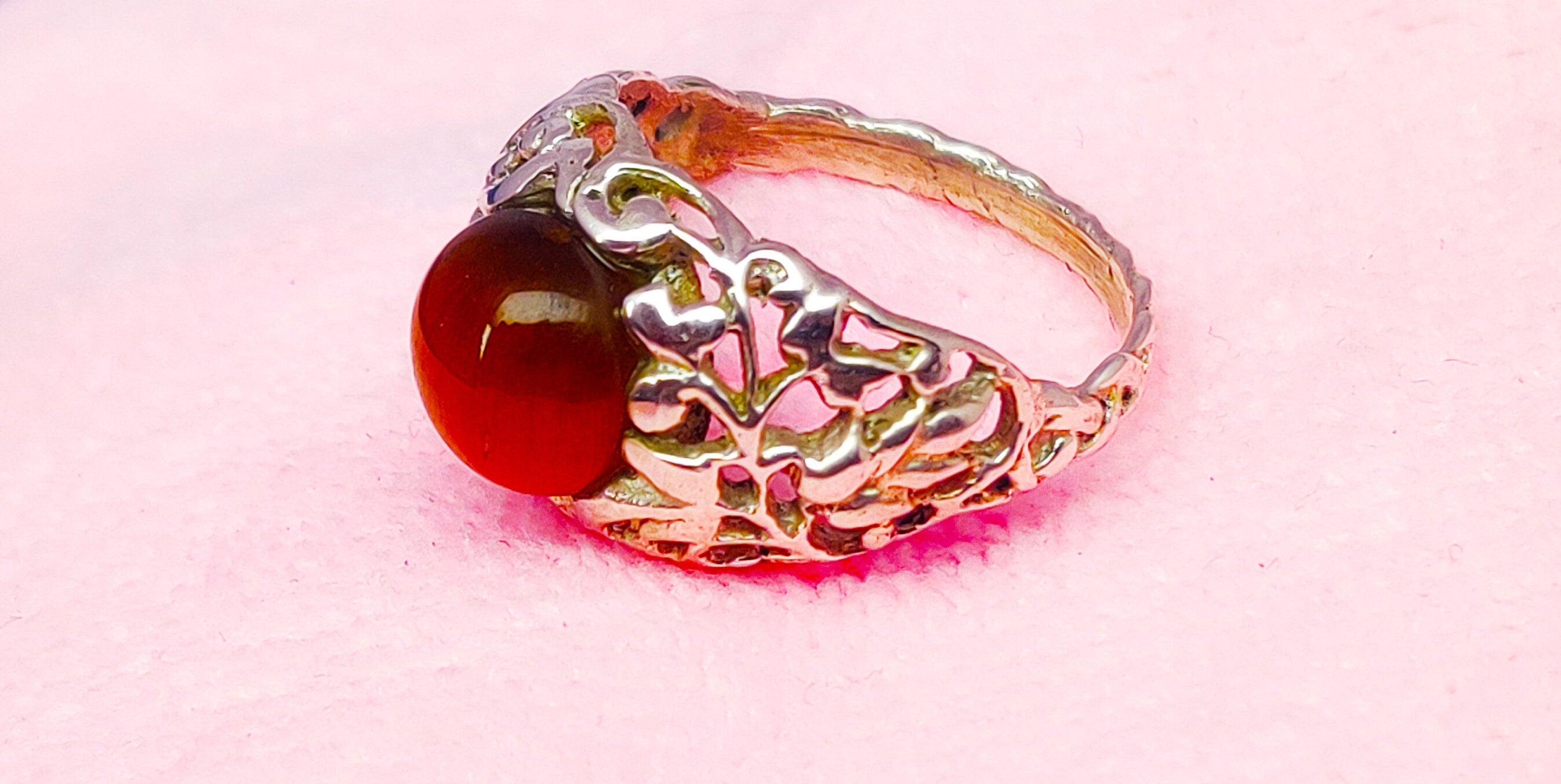 Sterling Silver Carnelian Stone Boho Ring