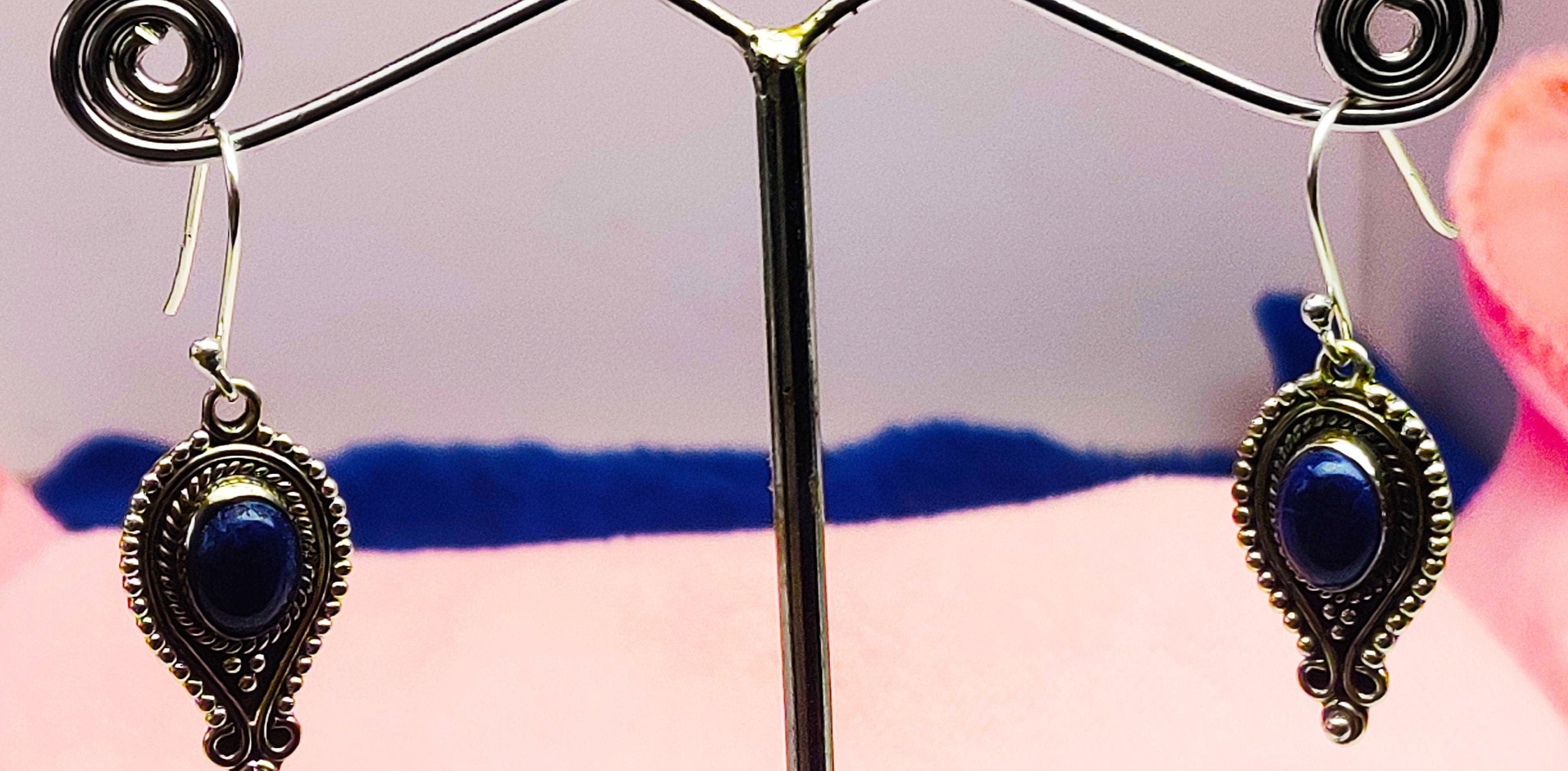 Sterling Silver Lapis Lazuli Stone Earrings