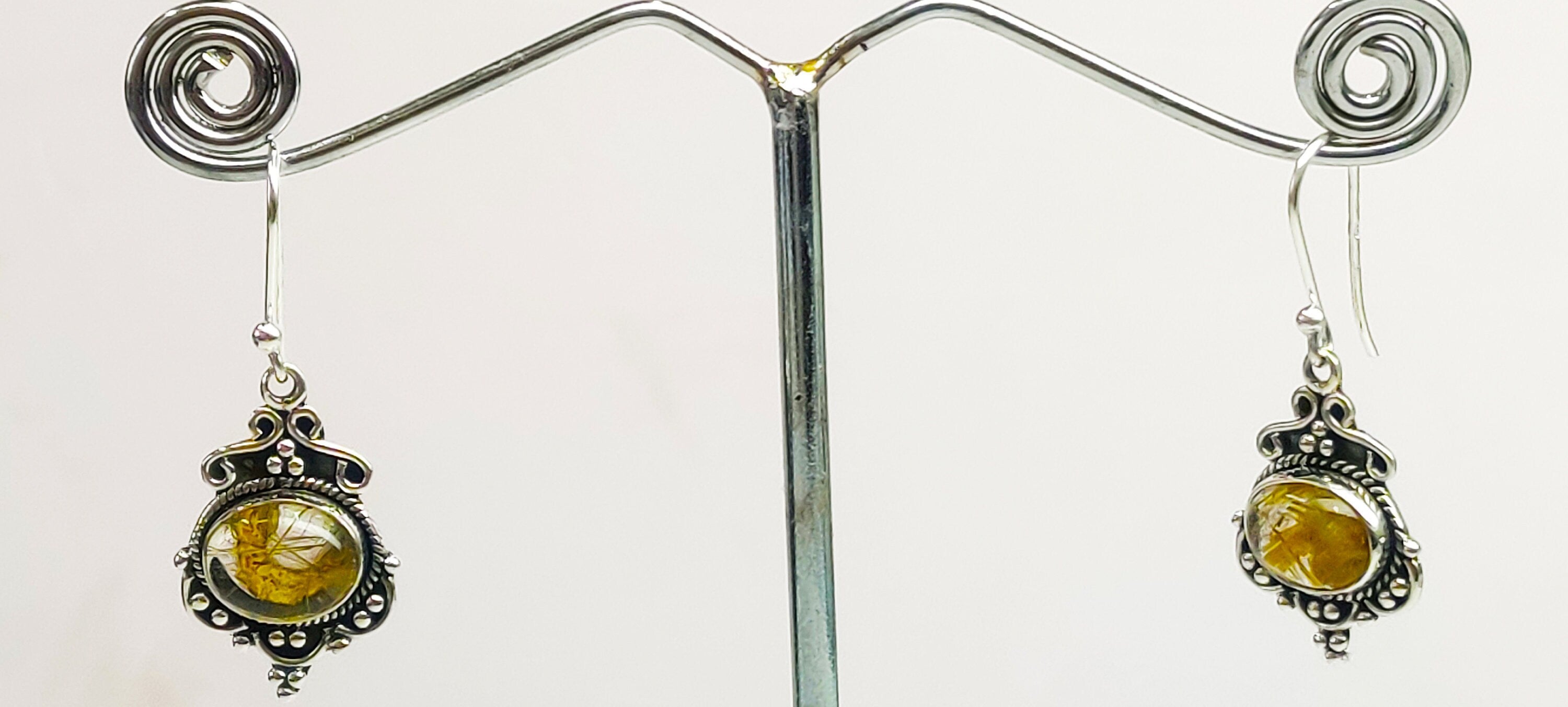 Sterling Silver Lemon Quartz Stone Earrings