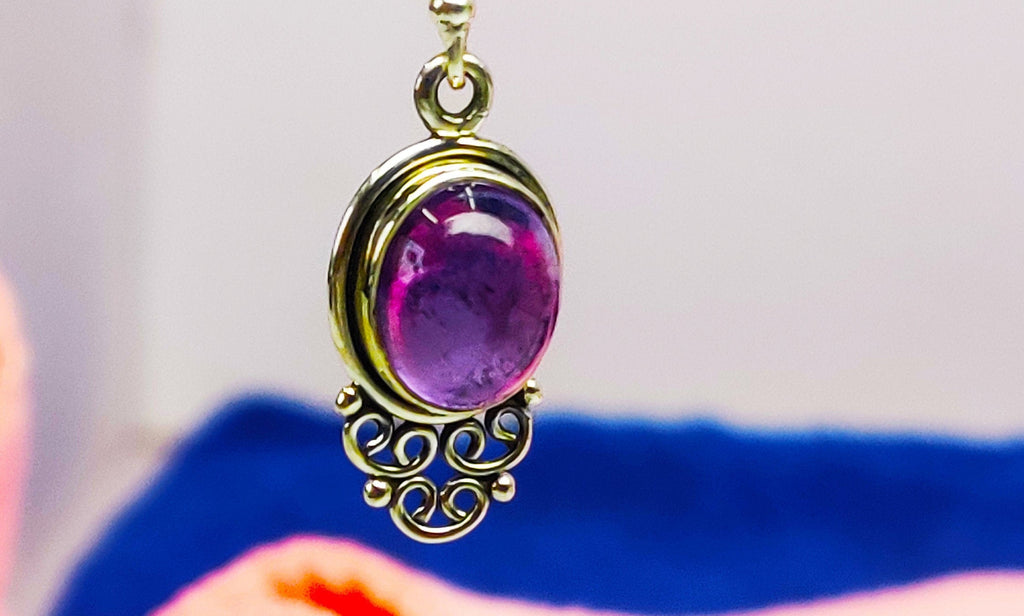 Sterling Silver Natural Amethyst Stone Earrings