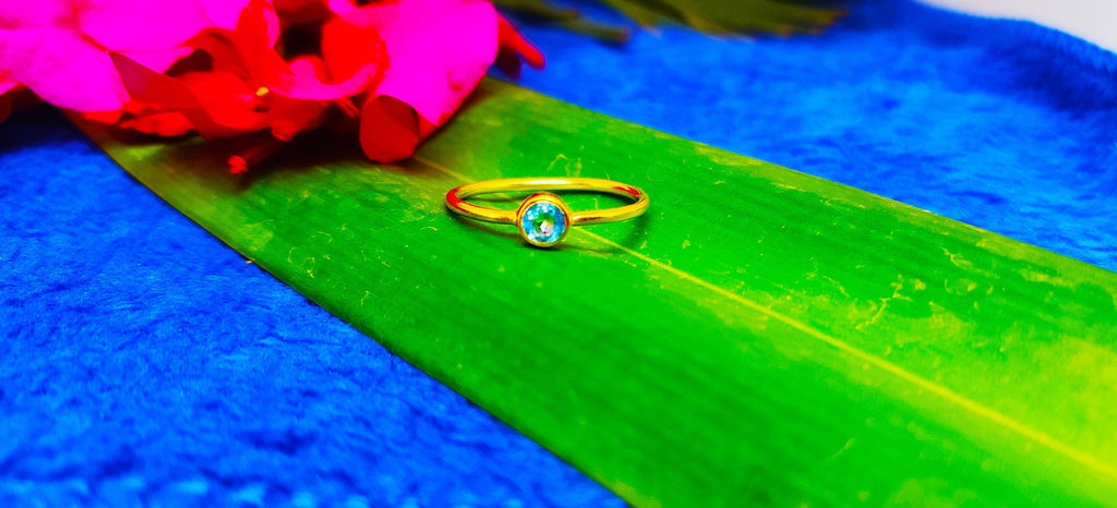 Sterling Silver Blue Topaz Stone Ring
