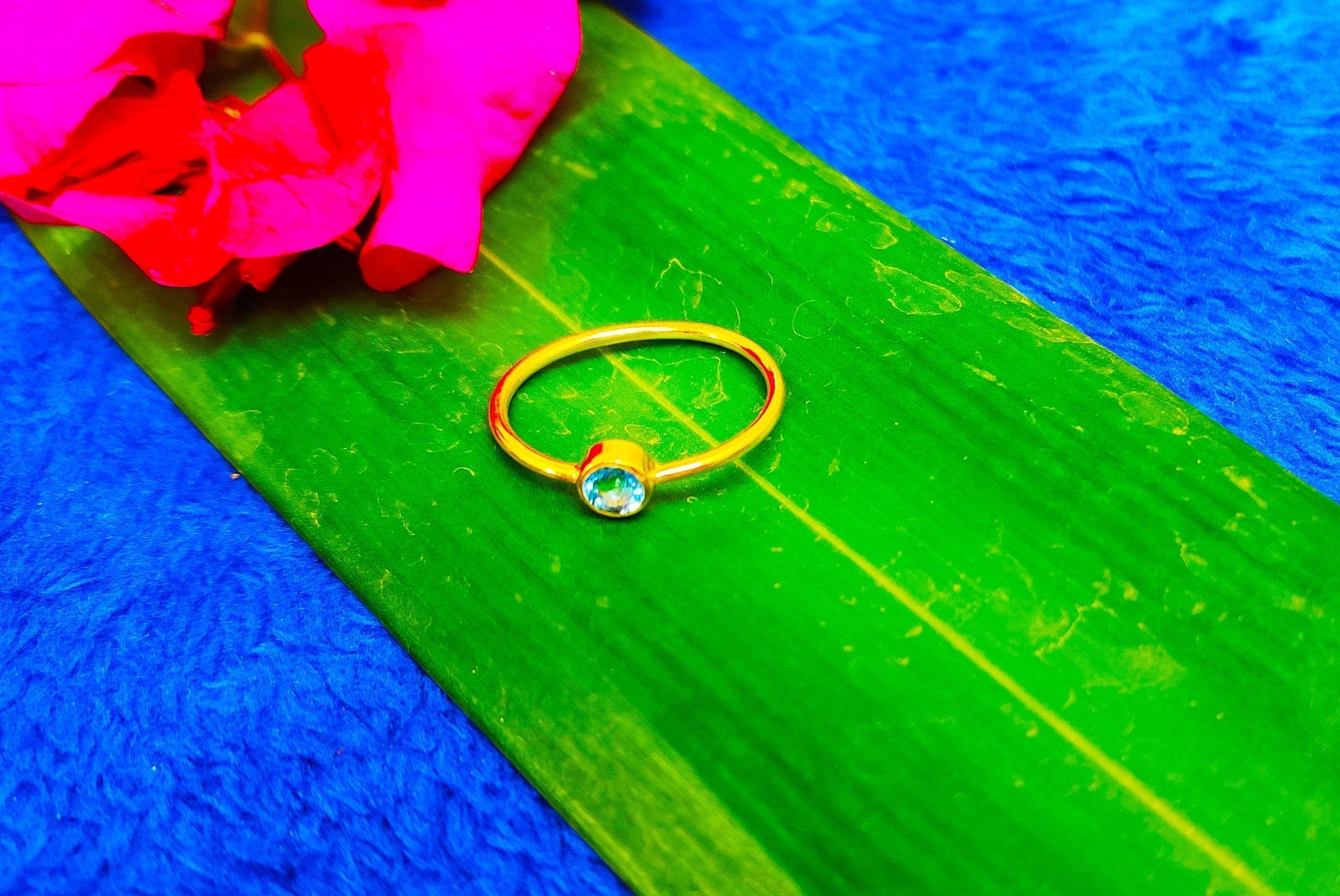 Sterling Silver Blue Topaz Stone Ring