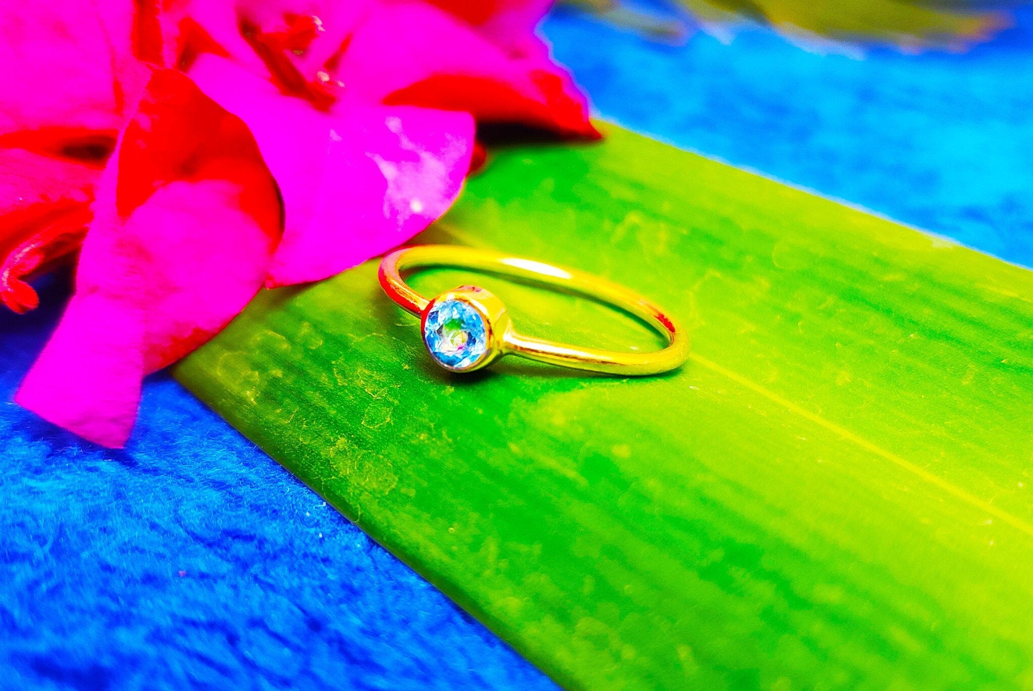 Sterling Silver Blue Topaz Stone Ring