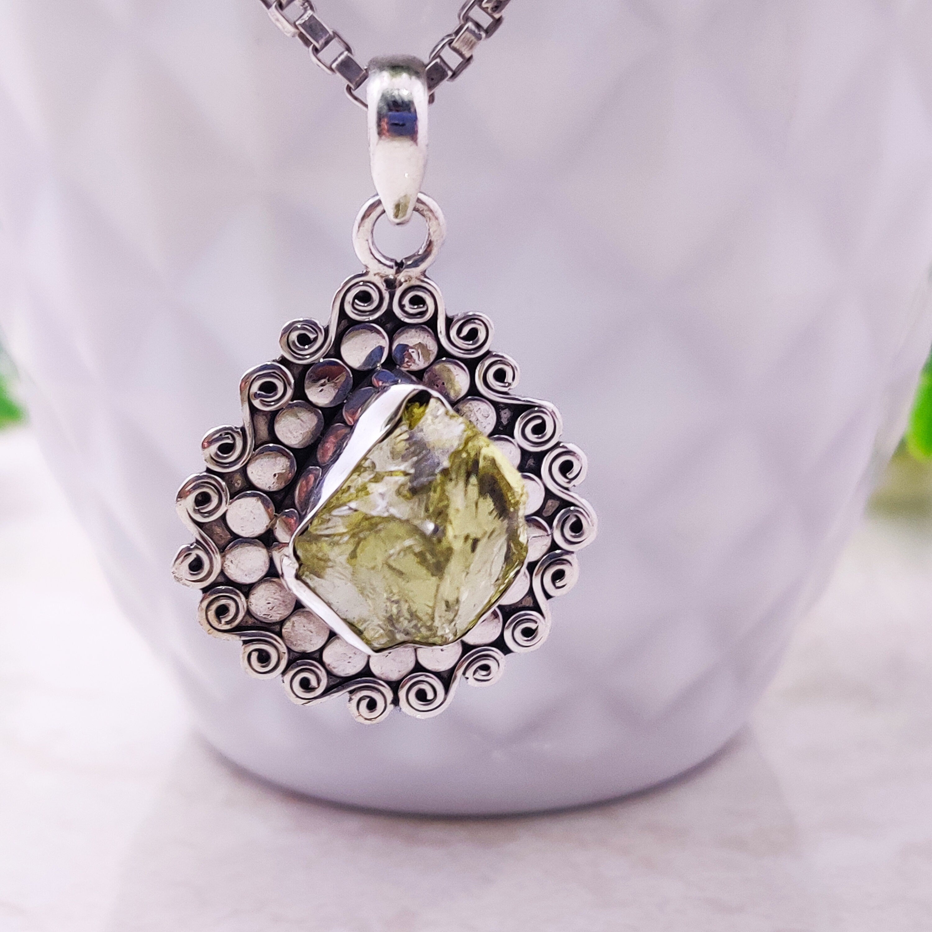 Sterling Silver Natural Citrin  Drusy  Raw Boho Pendant