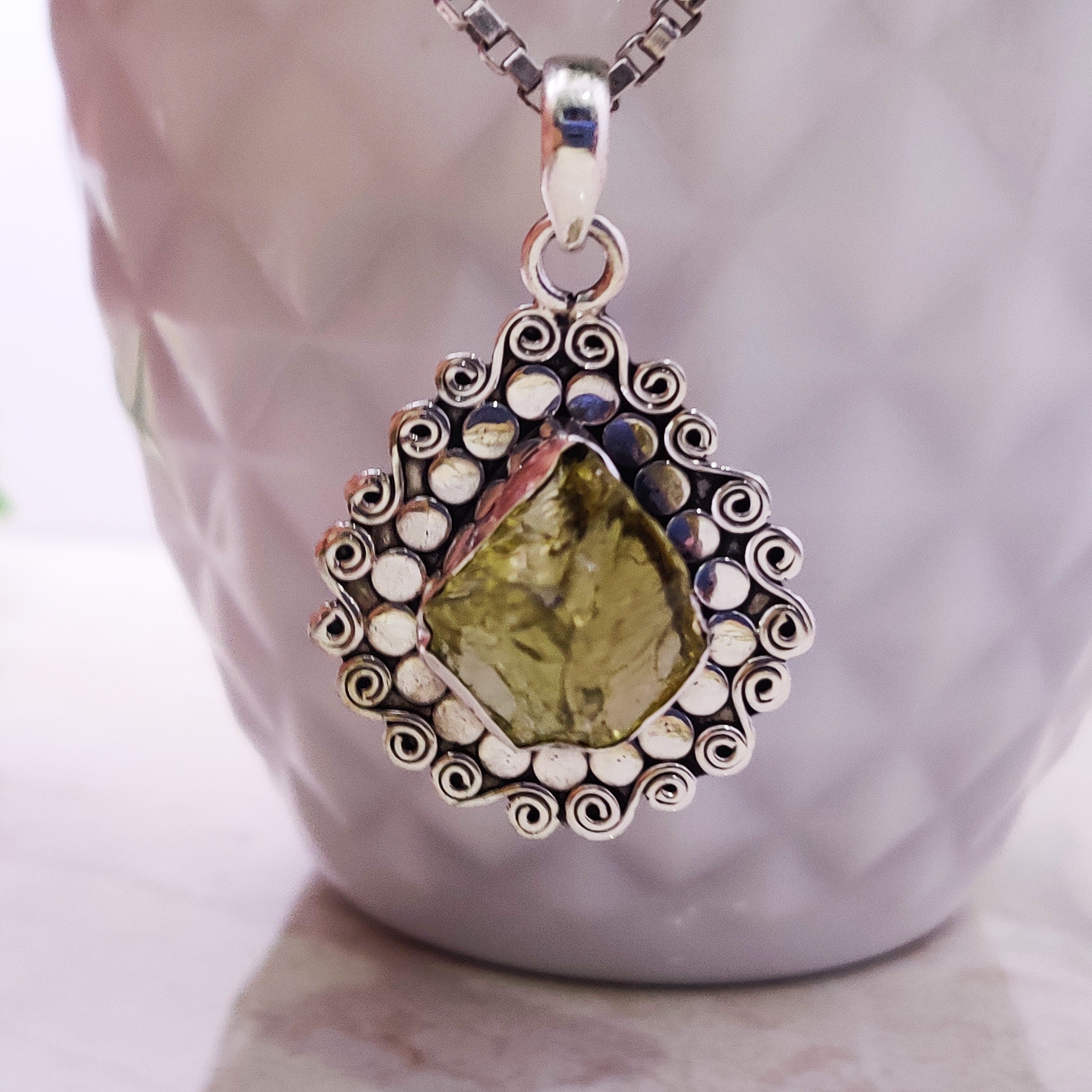 Sterling Silver Natural Citrin  Drusy  Raw Boho Pendant