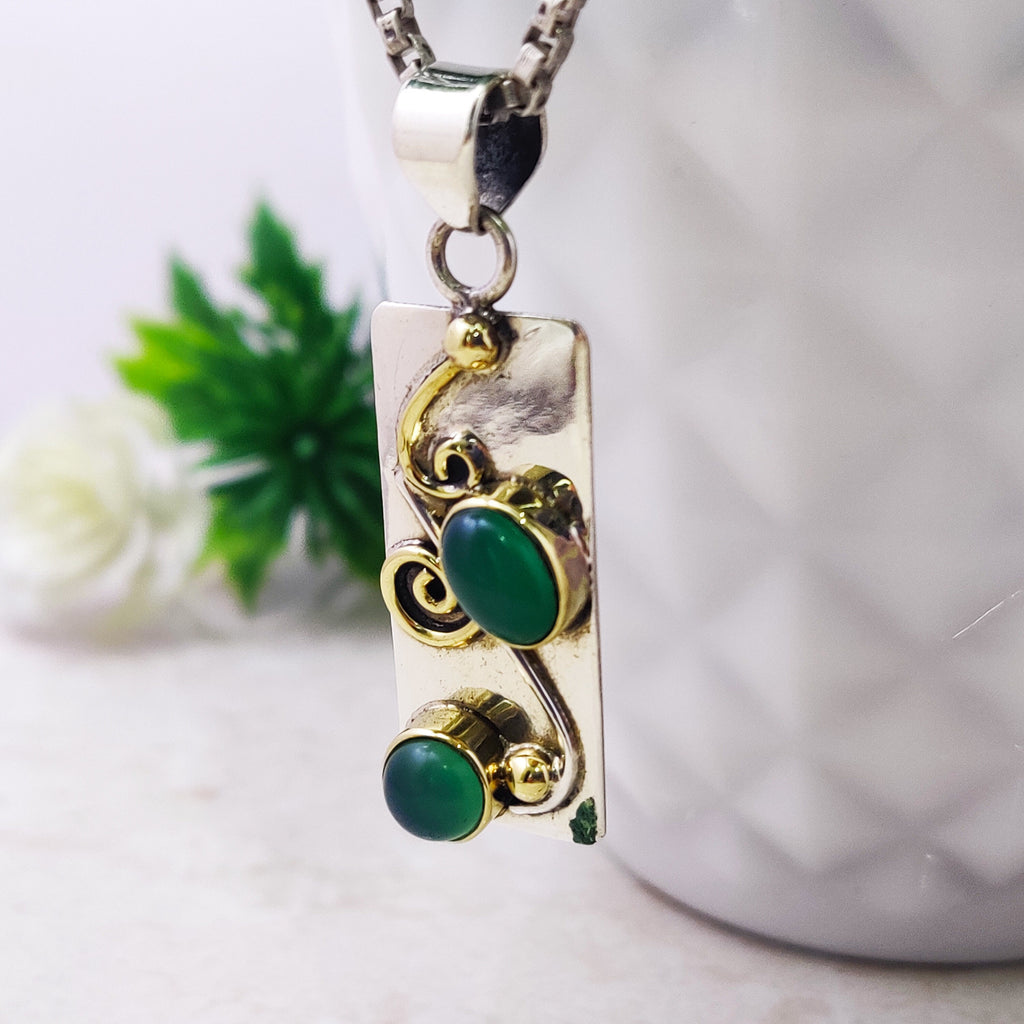 Sterling Silver Natural Amethyst Boho  Pendant