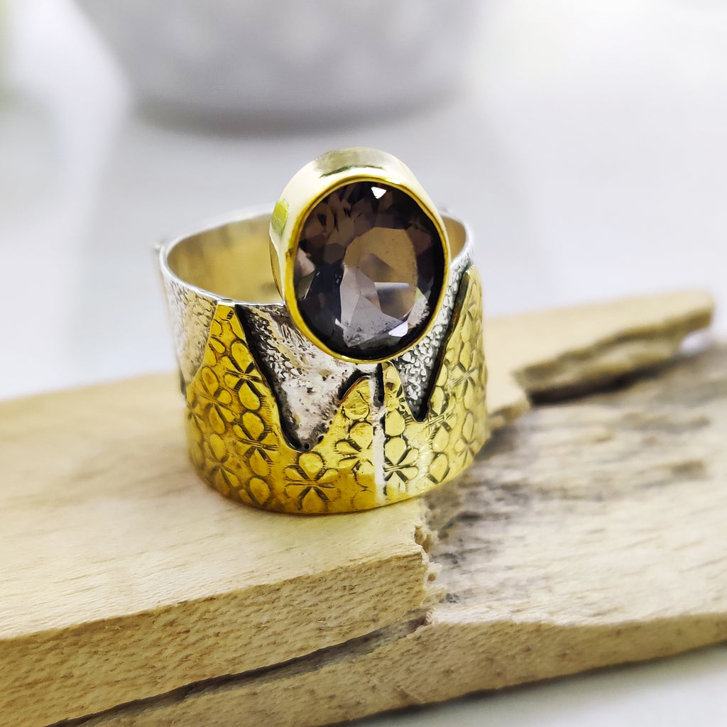 Sterling Silver Natural Blue Topaz Oval Cut Boho Ring