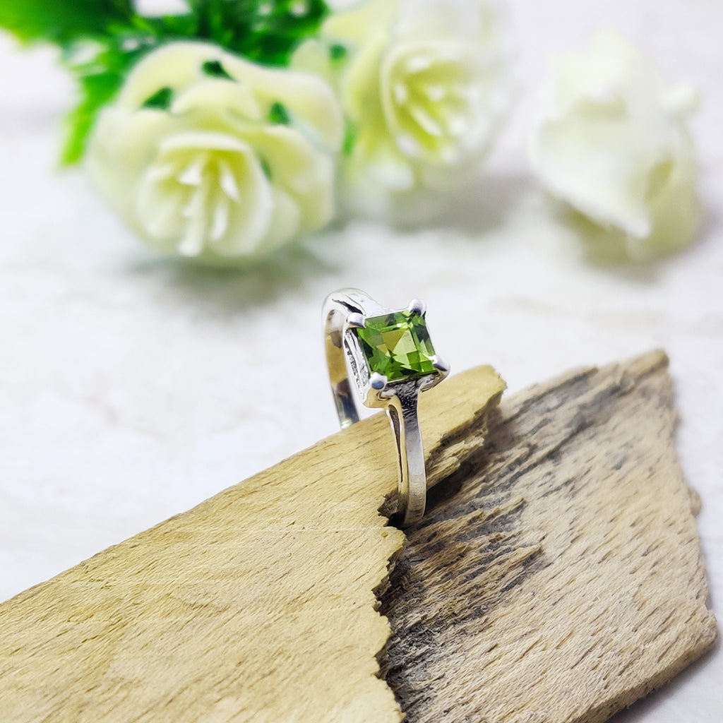 Sterling Silver Natural Amethyst Square Boho Ring