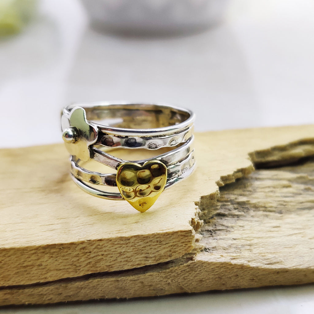 Sterling Silver Hammer Texture Boho Ring Ring Size 6