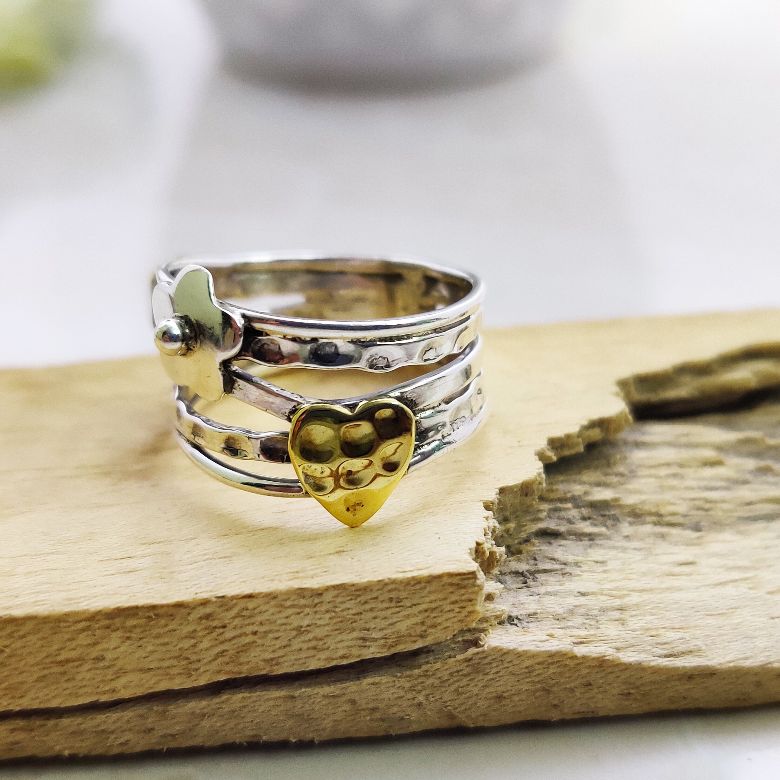 Sterling Silver Hammer Texture Boho Ring Ring Size 6