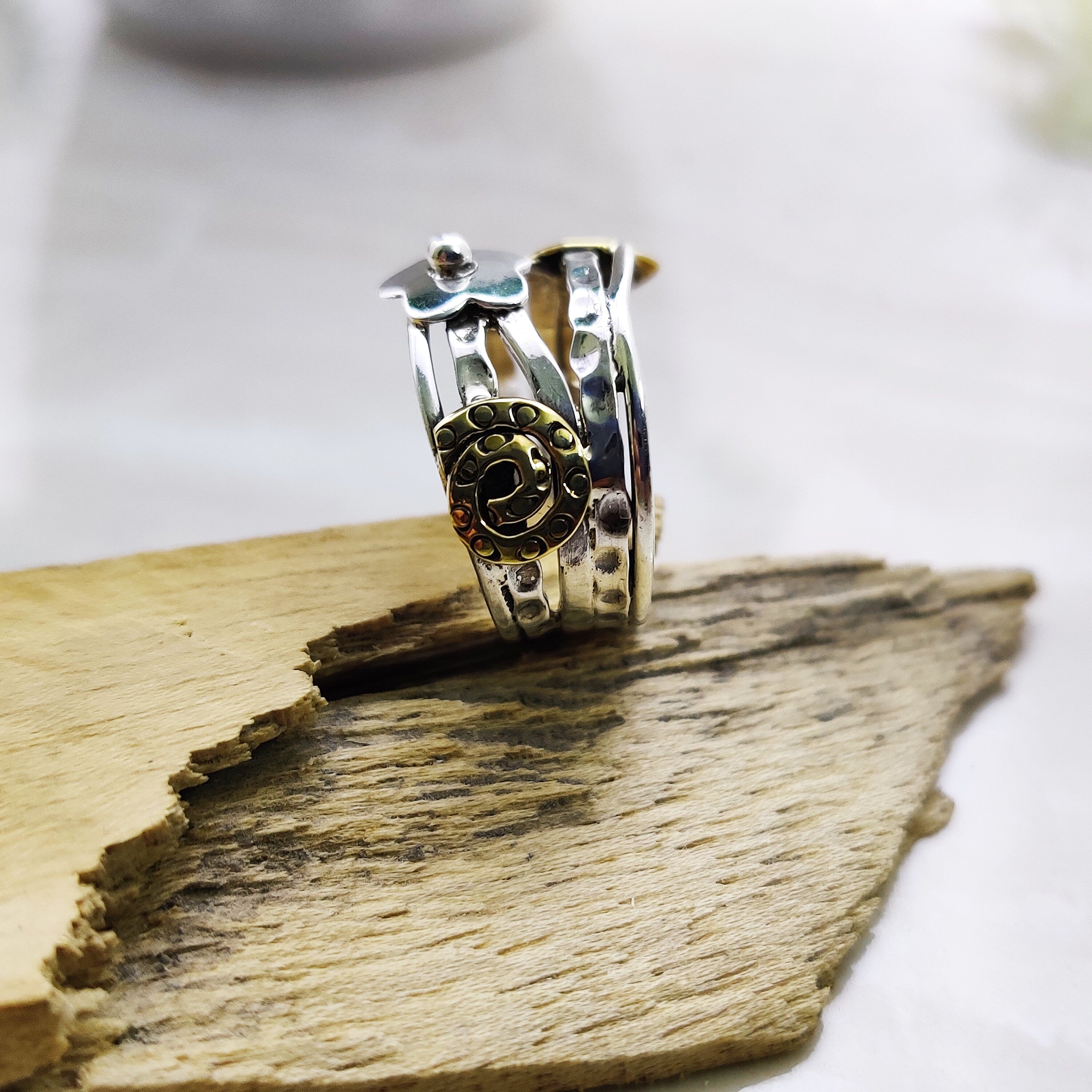 Sterling Silver Hammer Texture Boho Ring Ring Size 6