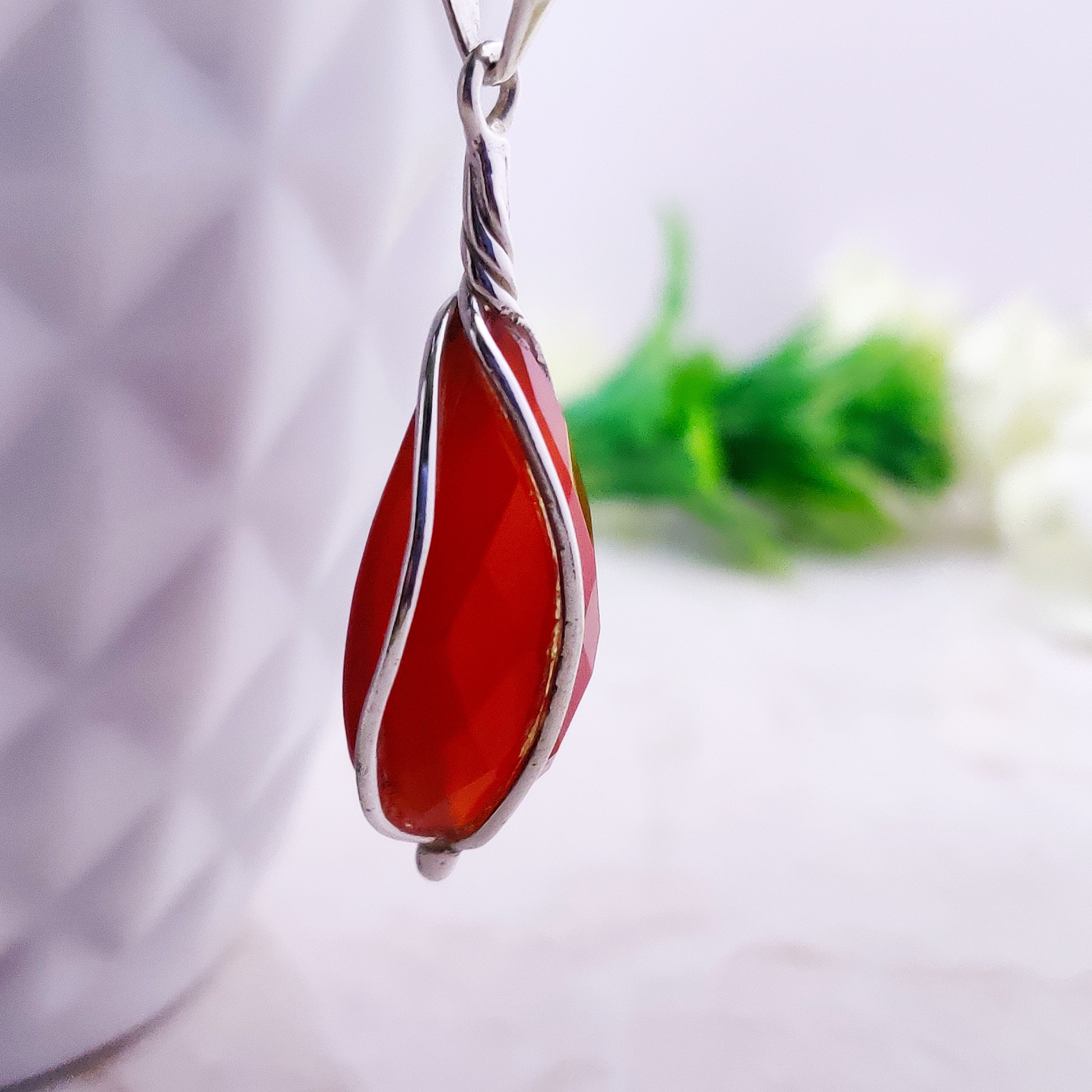 Sterling Silver Natural  Agate Cut Oval  Boho  Pendant