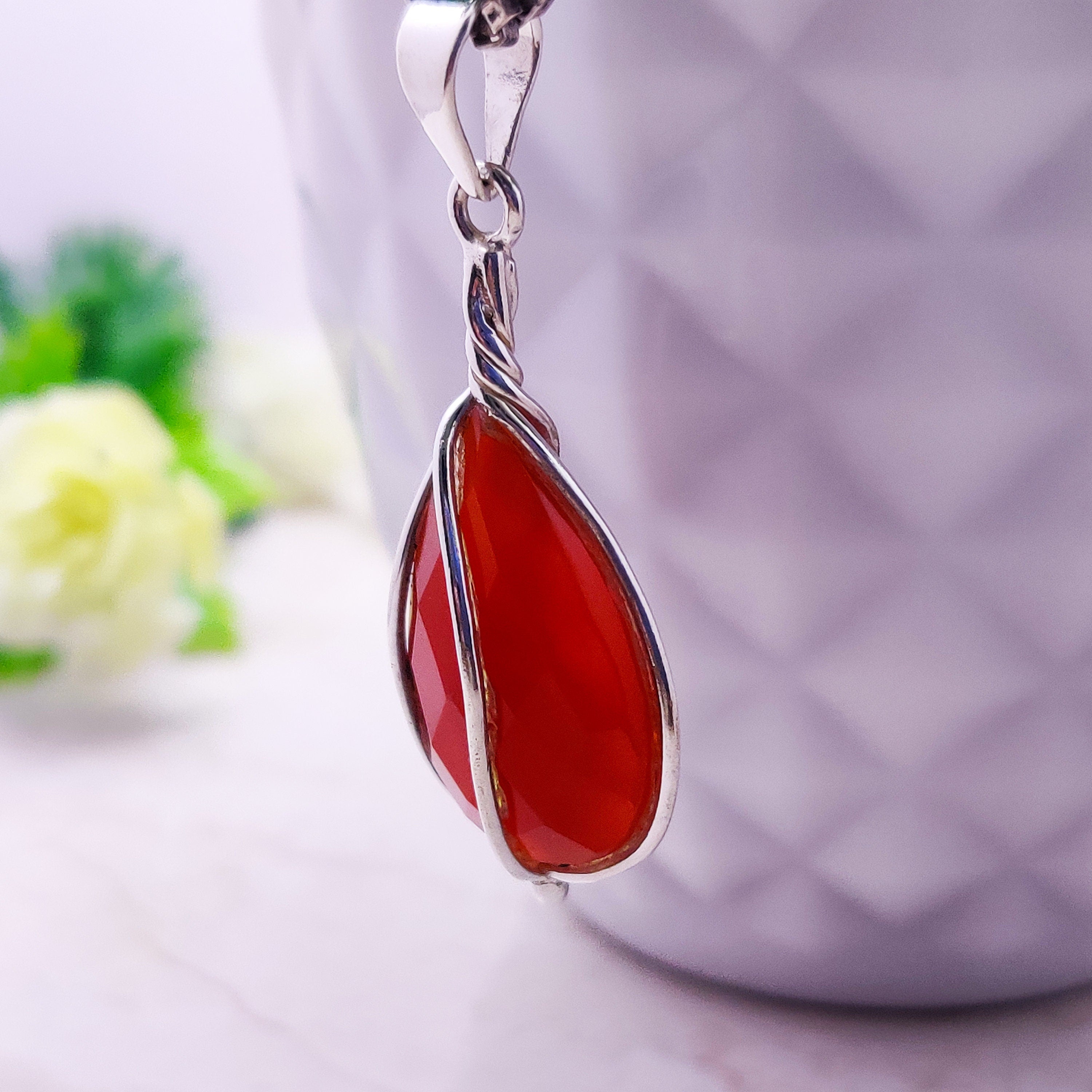 Sterling Silver Natural  Agate Cut Oval  Boho  Pendant