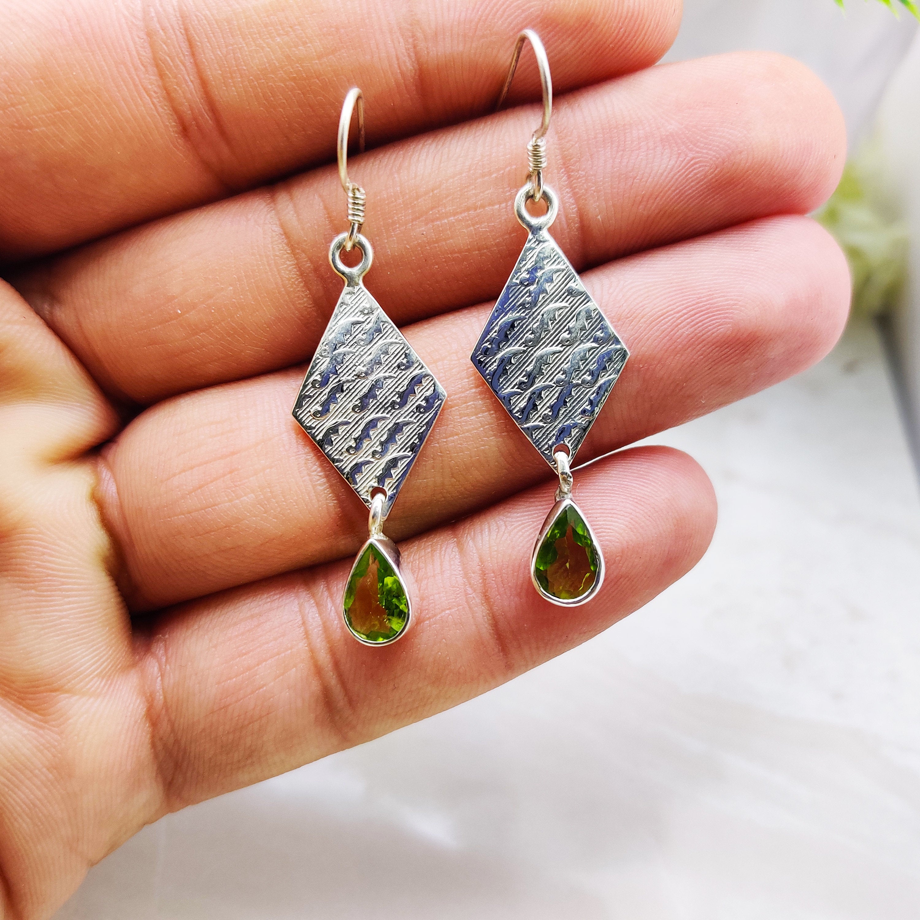 Sterling Silver Natural Blue Topaz Pear Drop Wire  Boho  Earrings