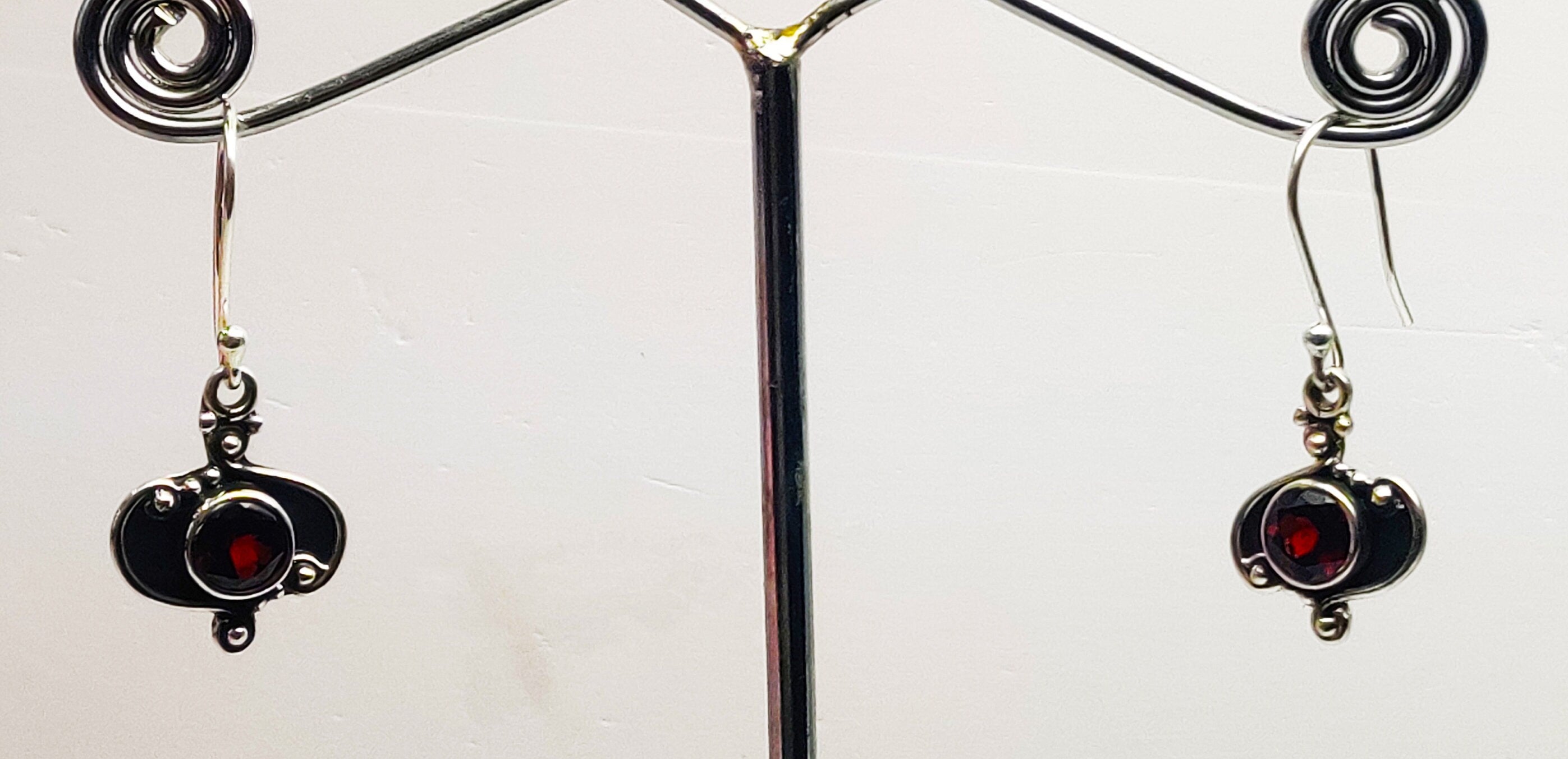 Sterling Silver Garnet Stone Earrings