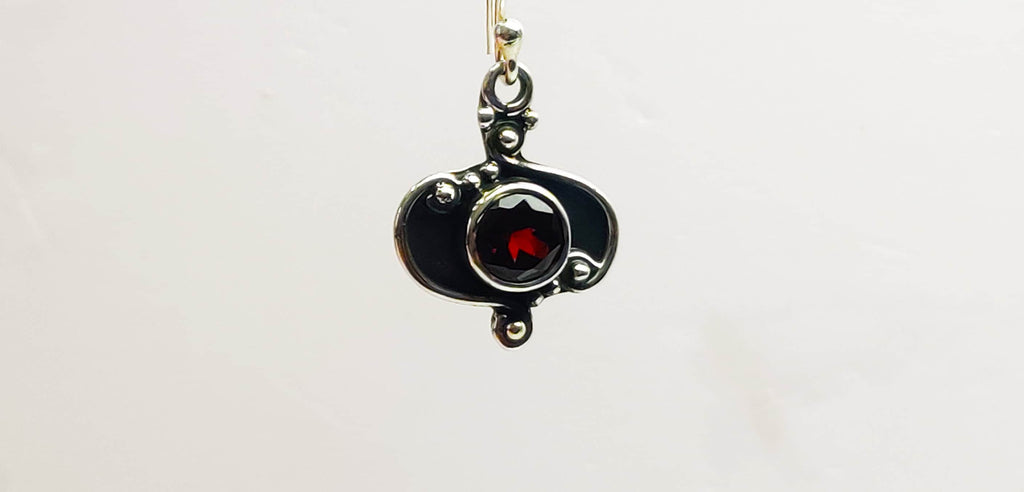 Sterling Silver Garnet Stone Earrings