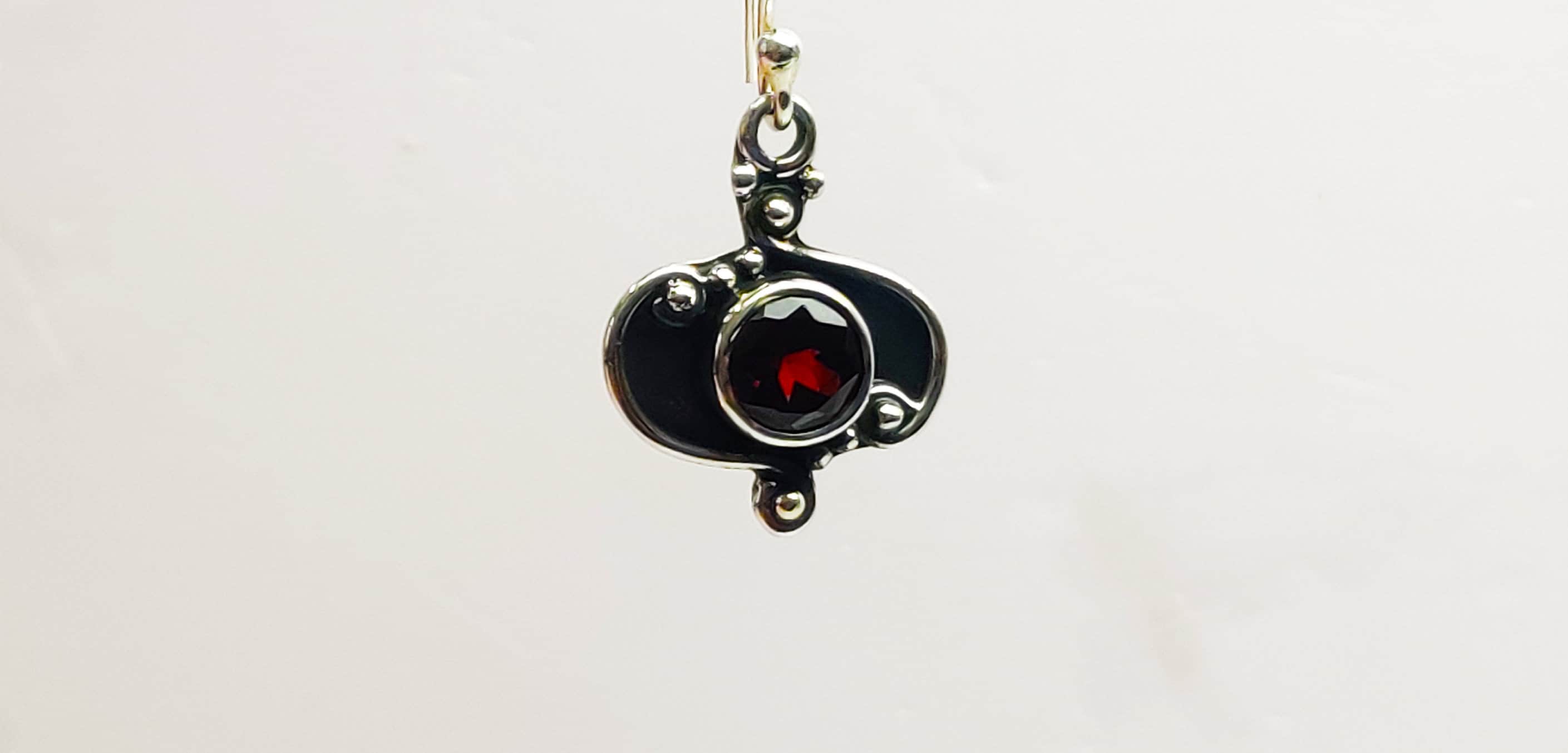 Sterling Silver Garnet Stone Earrings