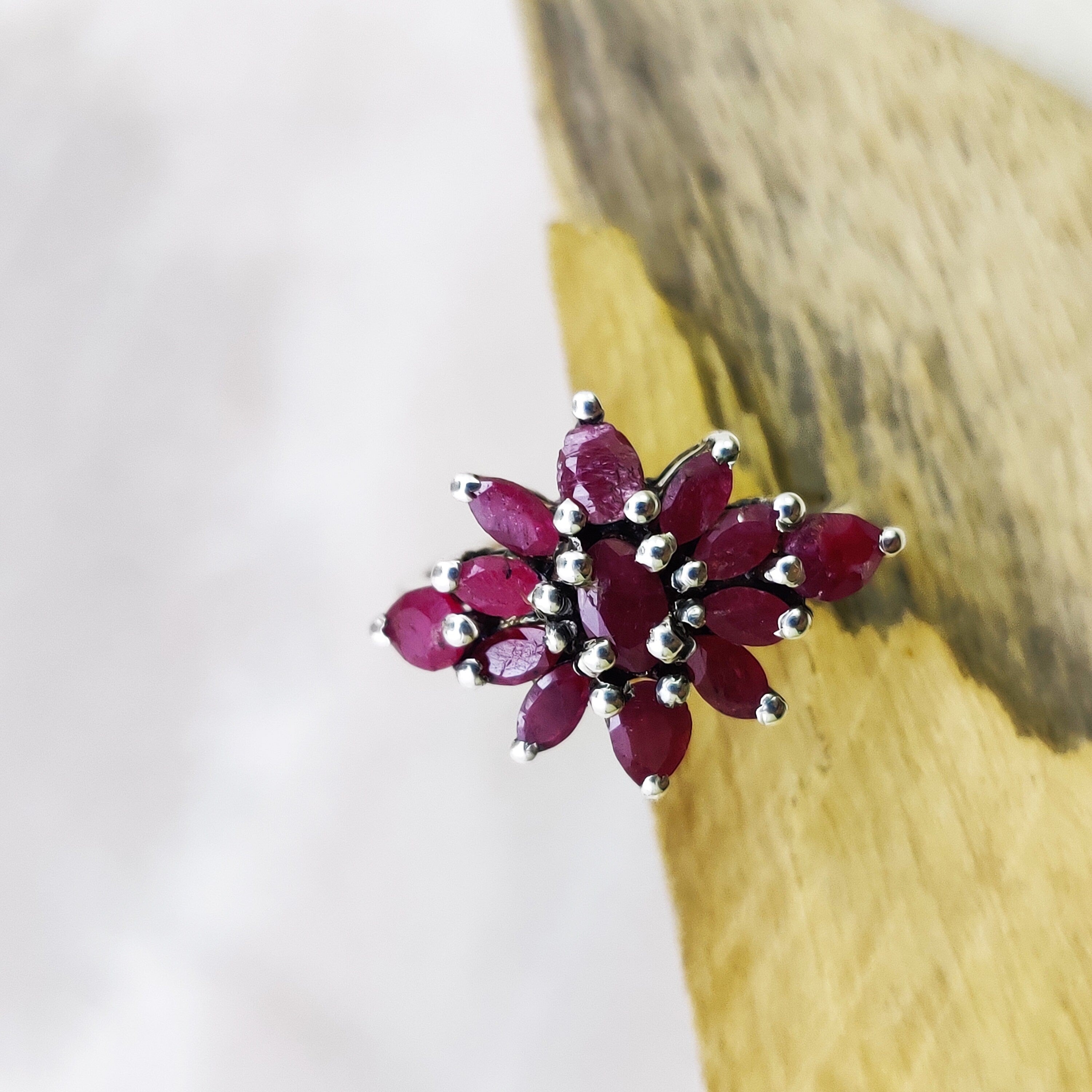 Natural Multi Stone Marquise Ring Sterling Silver Ring Boho Ring July Birthstone Ring