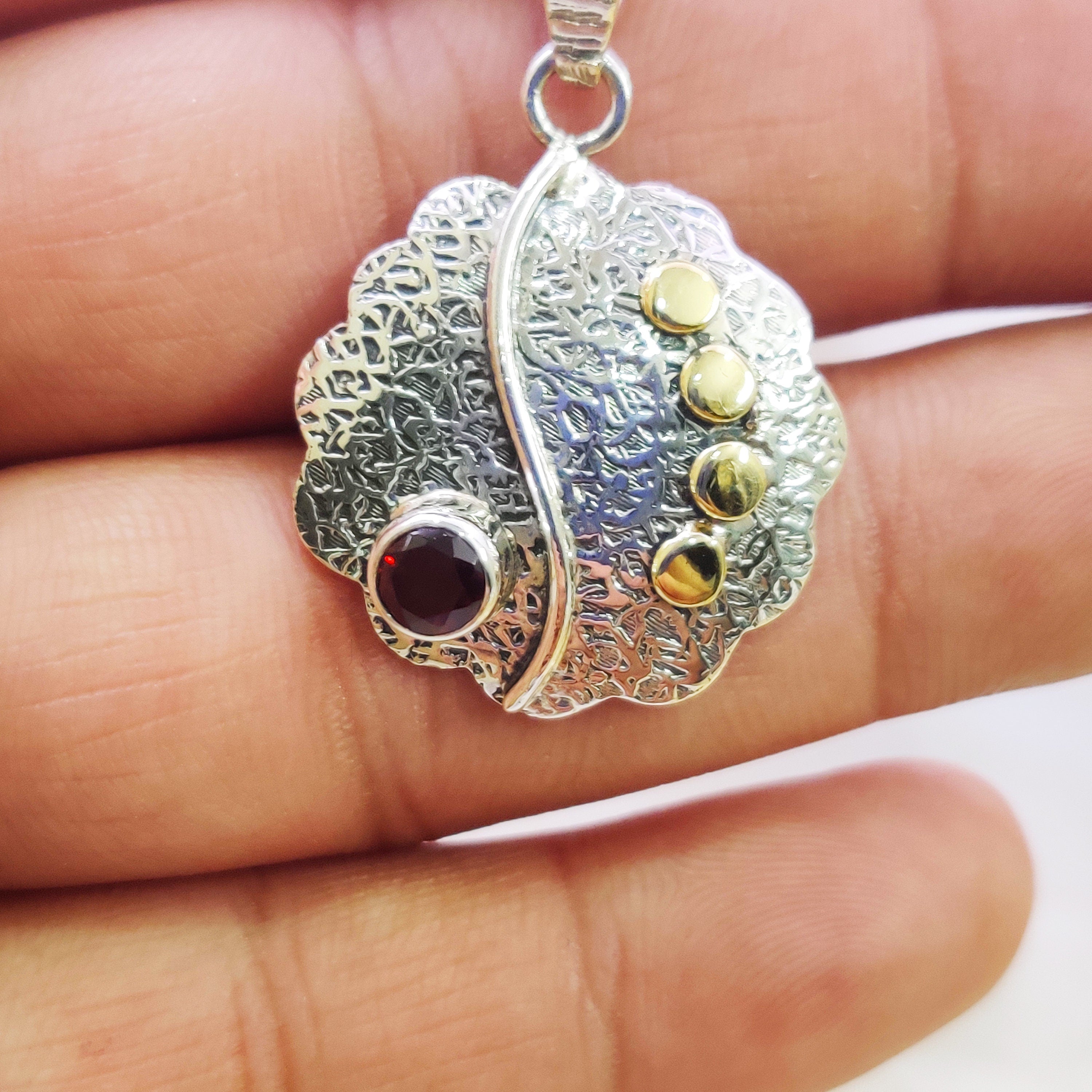 Natural Peridot Sterling Silver 925 Silver Boho Pendant,  Birth Month Stone Earrings 925 Sterling Solid Silver Red Garnet Gemstone Earring