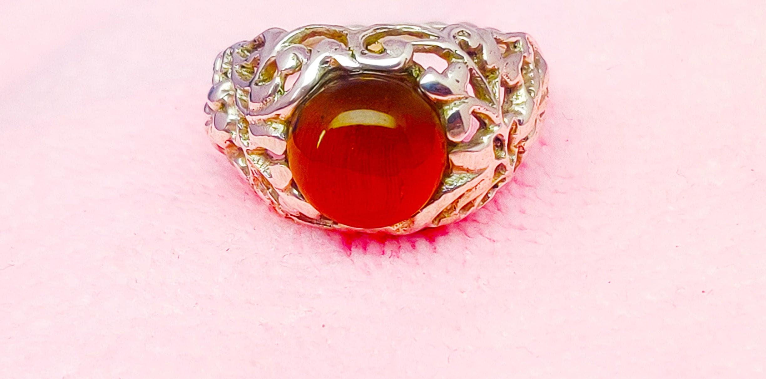 Sterling Silver Carnelian Stone Boho Ring