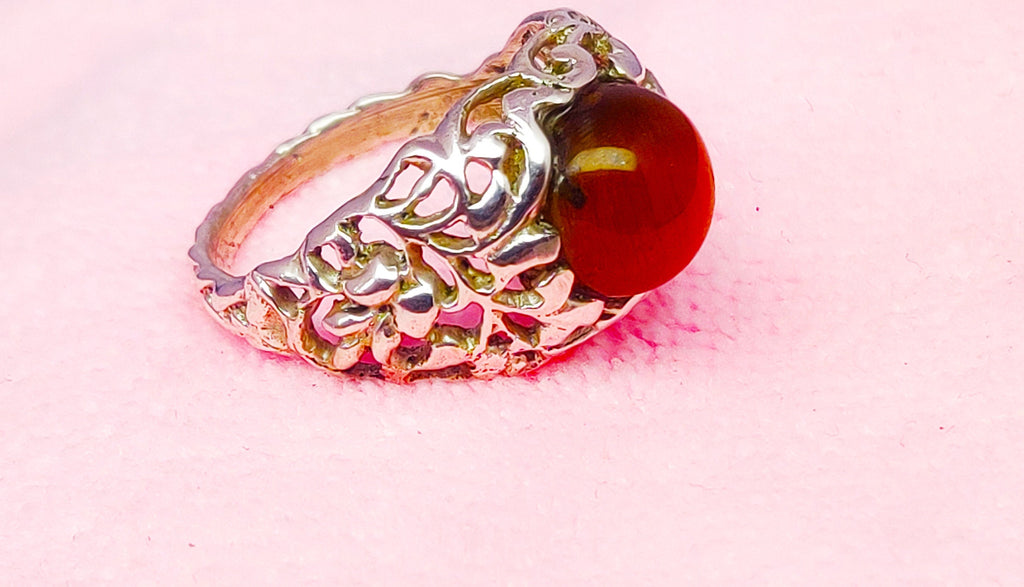 Sterling Silver Carnelian Stone Boho Ring