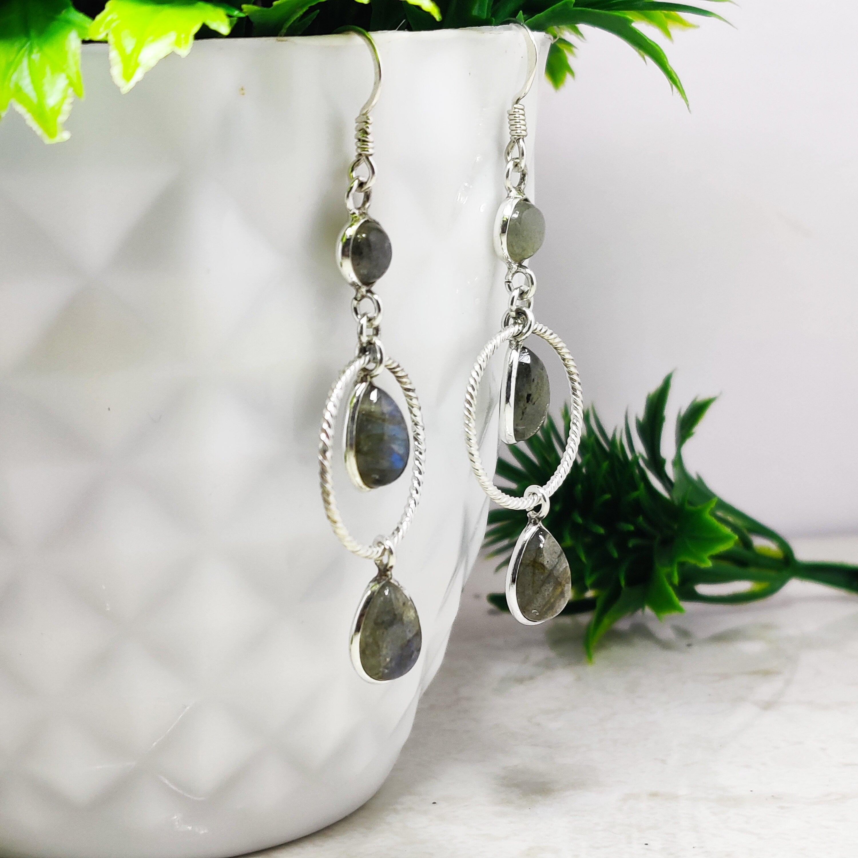 Sterling Silver Natural Amethyst Pear Drop March BirthStone Earrings,925 Sterling Silver Earring,Pear Stone Earring,Bride Earring