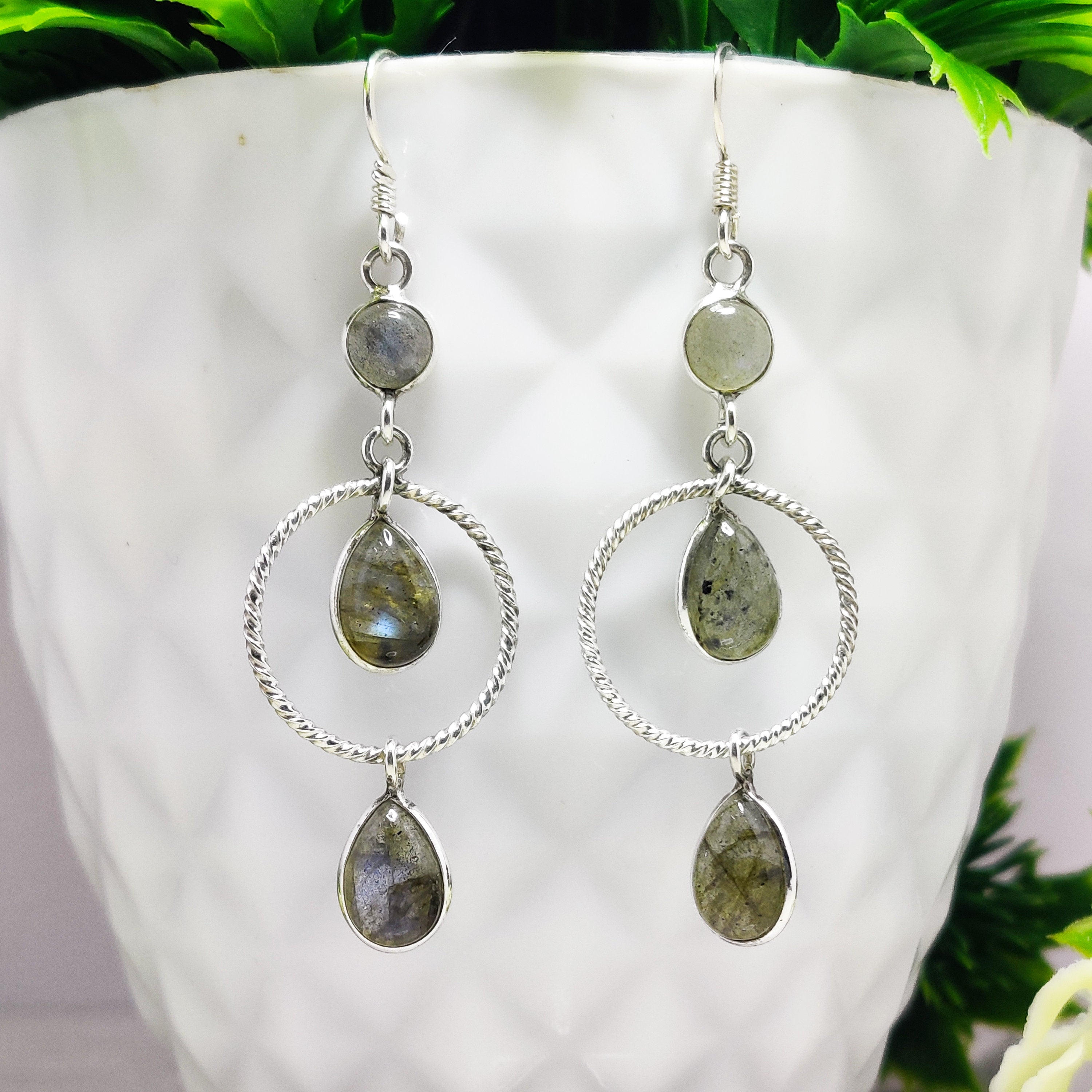 Sterling Silver Natural Amethyst Pear Drop March BirthStone Earrings,925 Sterling Silver Earring,Pear Stone Earring,Bride Earring