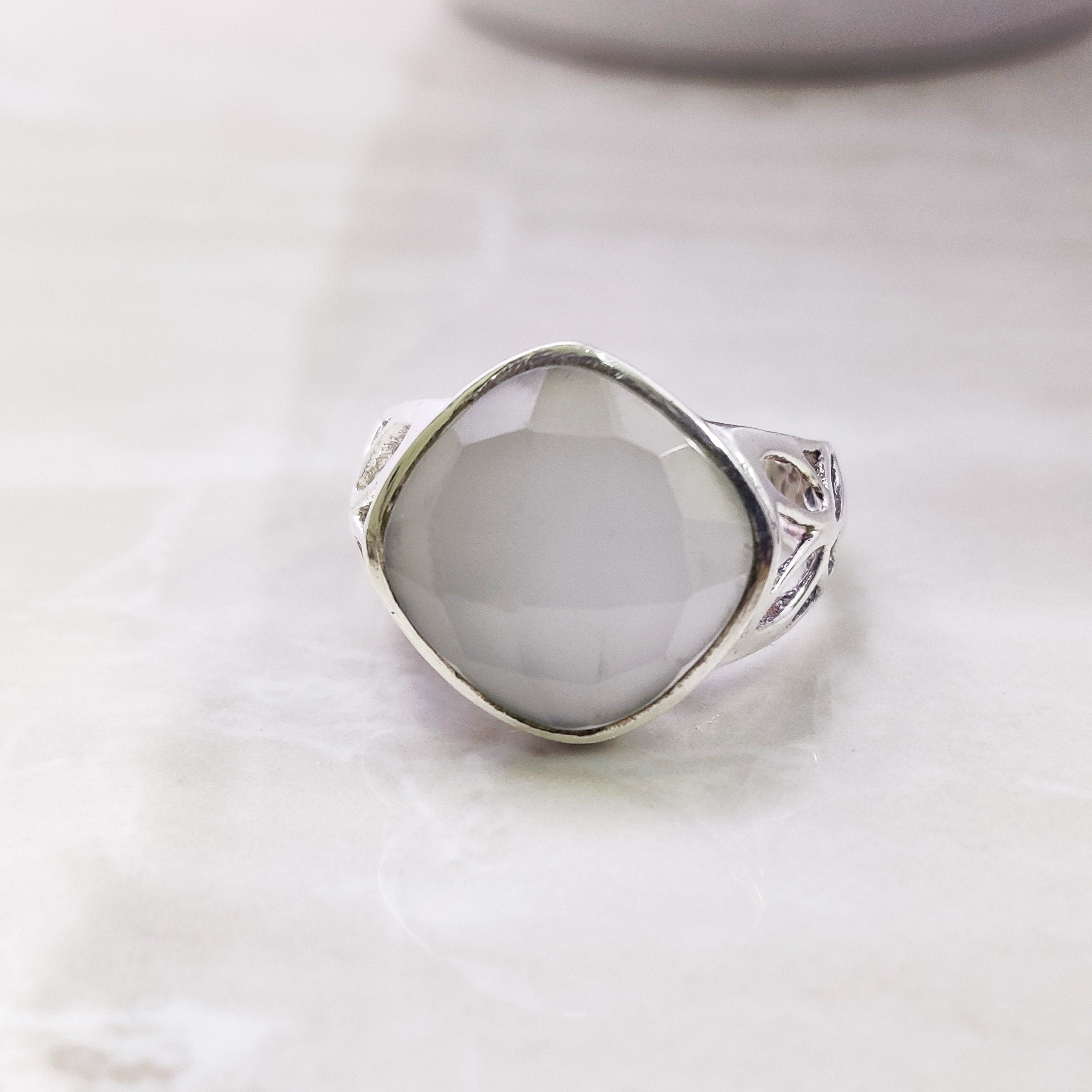 Sterling Silver Natural Aqua Boho Ring