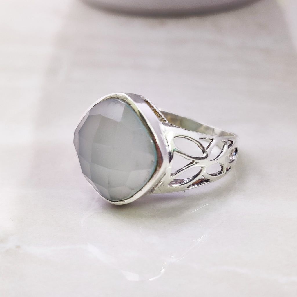 Sterling Silver Natural Aqua Boho Ring