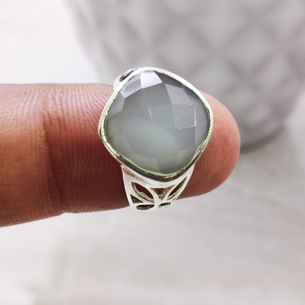 Sterling Silver Natural Aqua Boho Ring