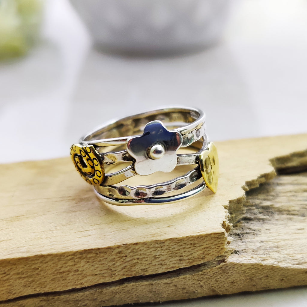 Sterling Silver Hammer Texture Boho Ring Ring Size 6