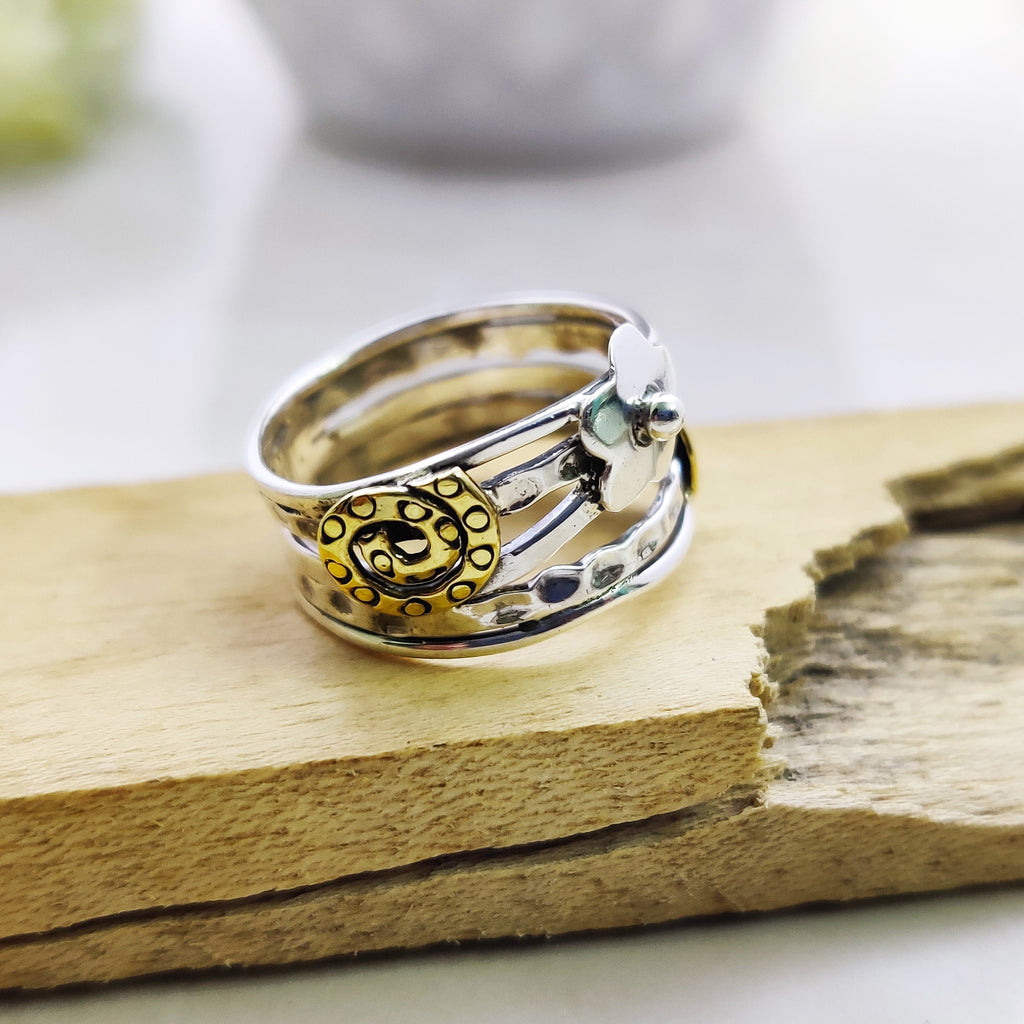 Sterling Silver Hammer Texture Boho Ring Ring Size 6