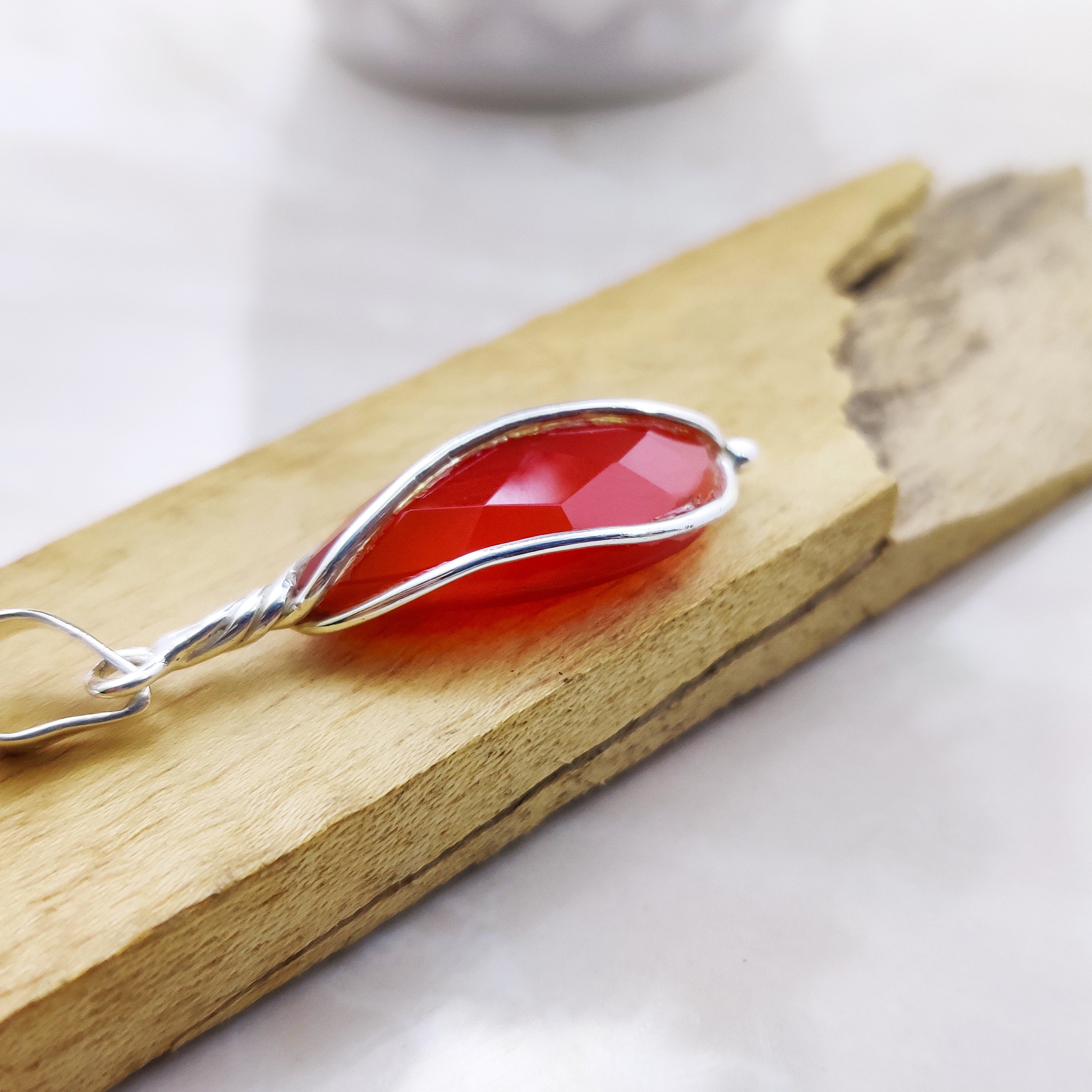 Sterling Silver Natural  Agate Cut Oval  Boho  Pendant